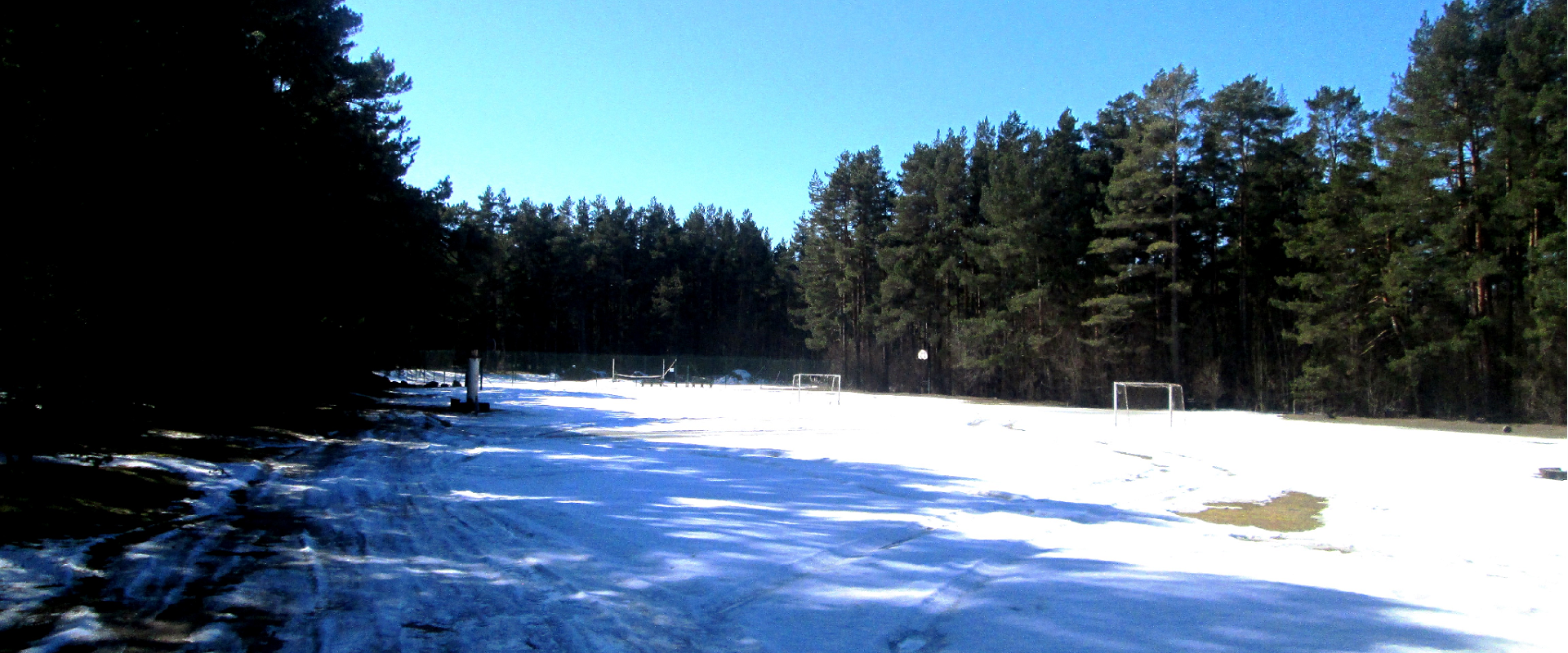 Tennis court and soccer field of the former community centre on Kihnu