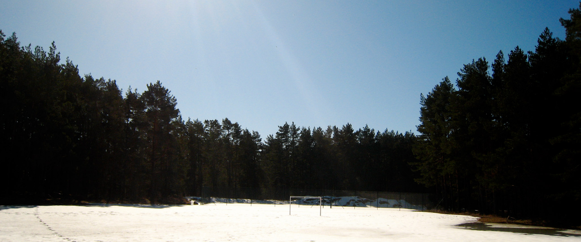 Tennis court and soccer field of the former community centre on Kihnu