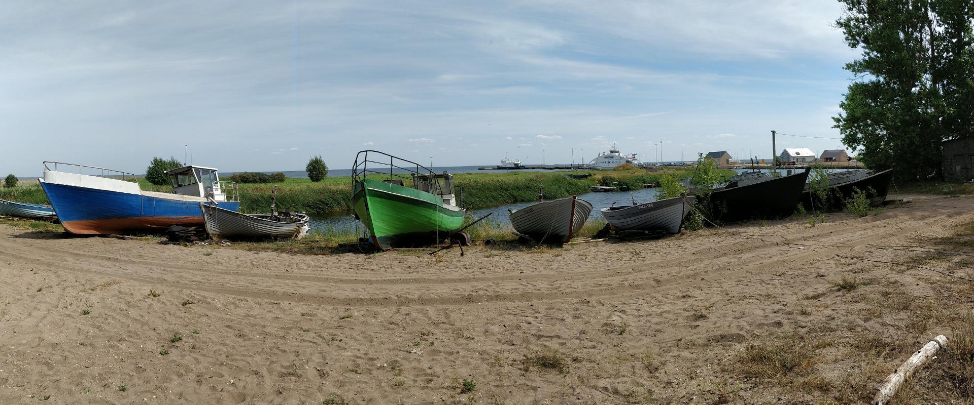 Kihnu Fishermen’s Harbour and historic Kihnu fishing boats