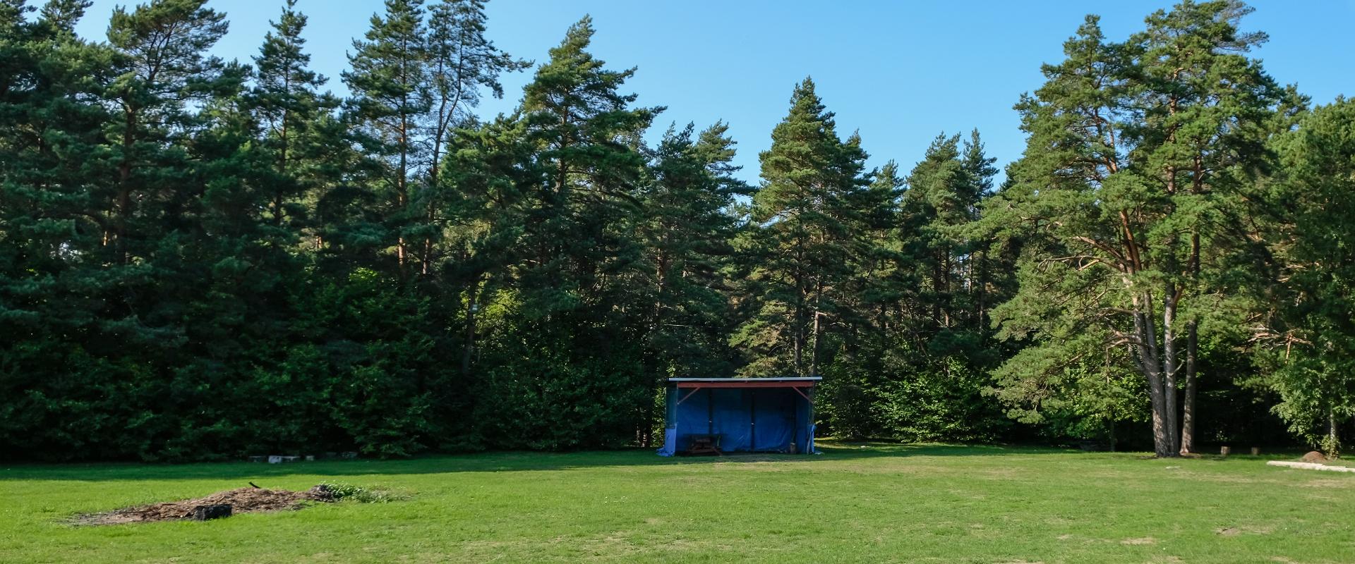 Tennis court and soccer field of the former community centre on Kihnu