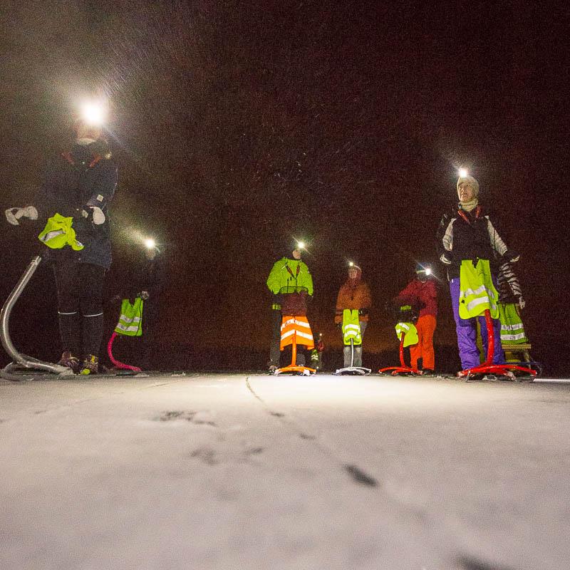 Tõukekelgumatk Otepää Pühajärve jääl või lumistel liikumisradadel