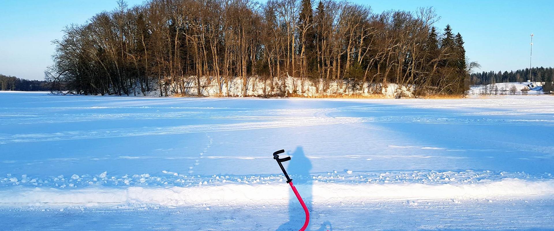 Potkukelkkaretki Pühajärven jäällä tai liikuntaradoilla