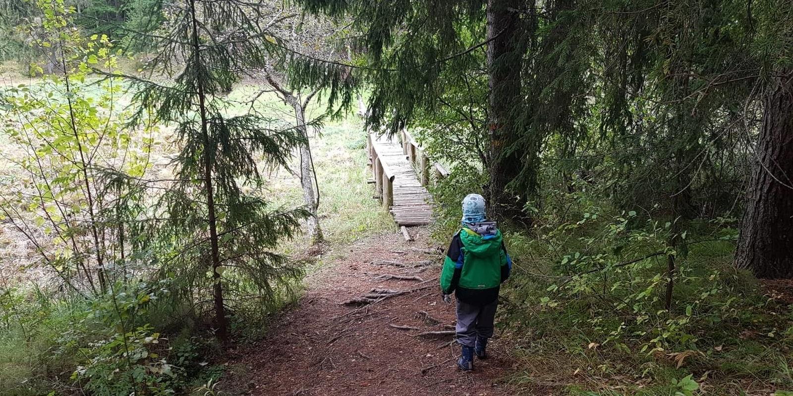 Wanderweg im Urstromtal der Elva und der Zeltplatz in Illi