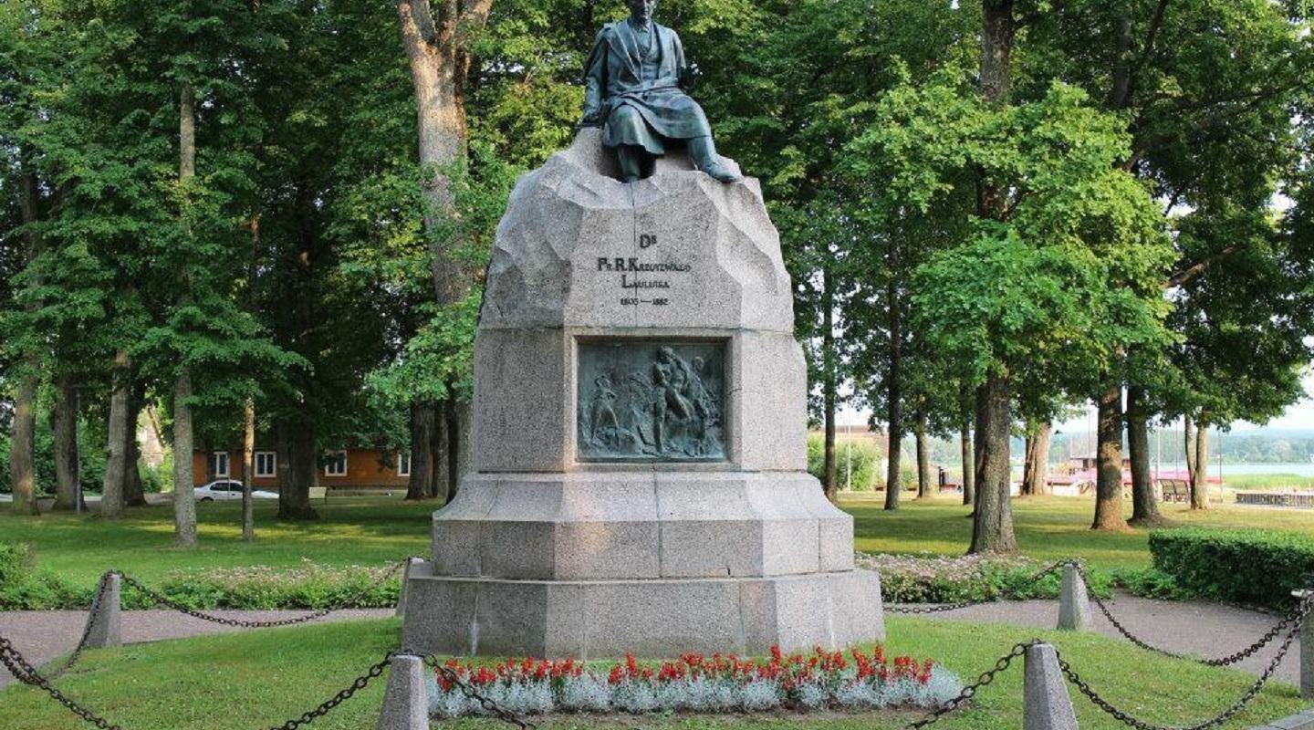 The Fr. R. Kreutzwaldi Monument and Park on the Shore of Lake Tamula