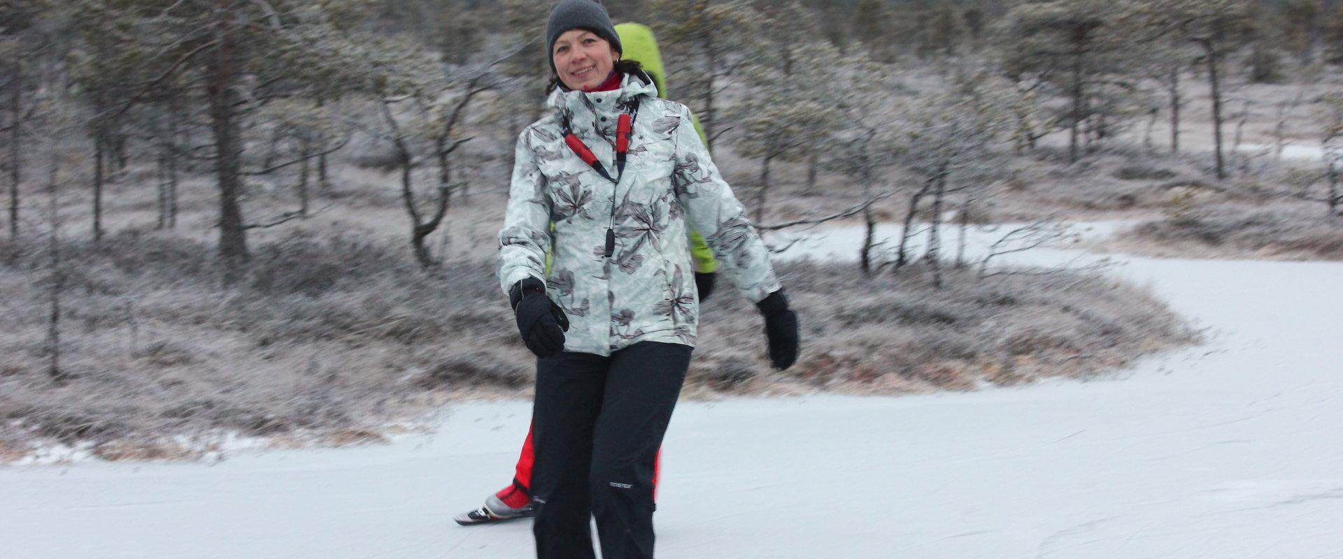 Ice skating on the bog-pools of Rubina Bog in the historical Mulgimaa