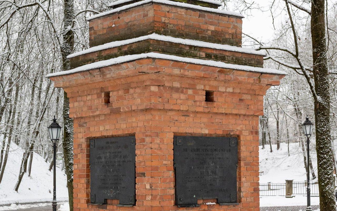 Monument to People in snowy winter