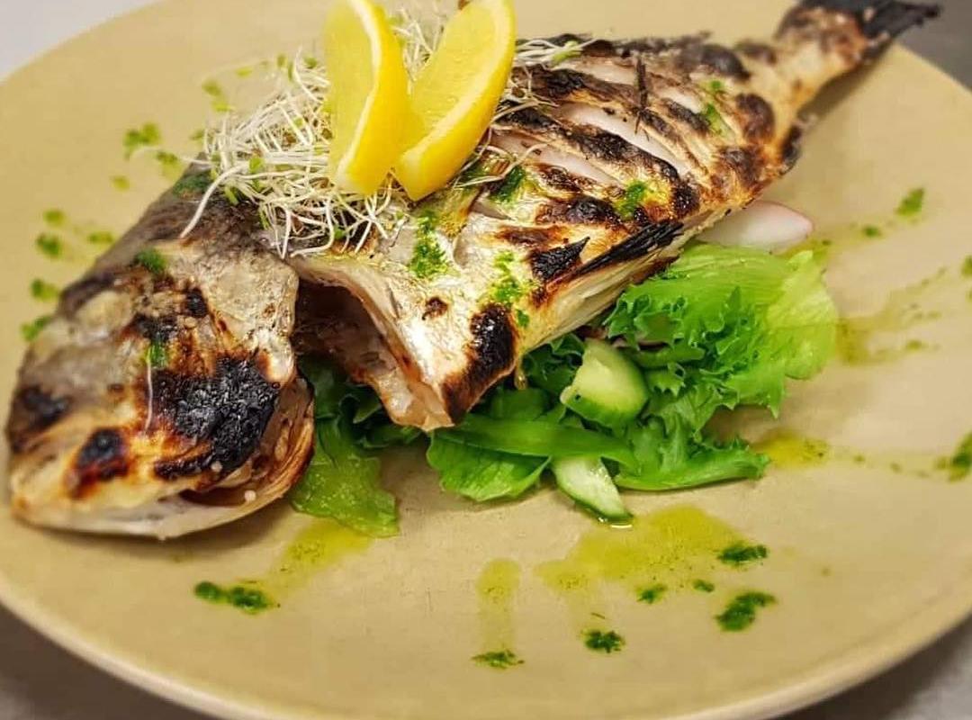 Grilled fish on a plate