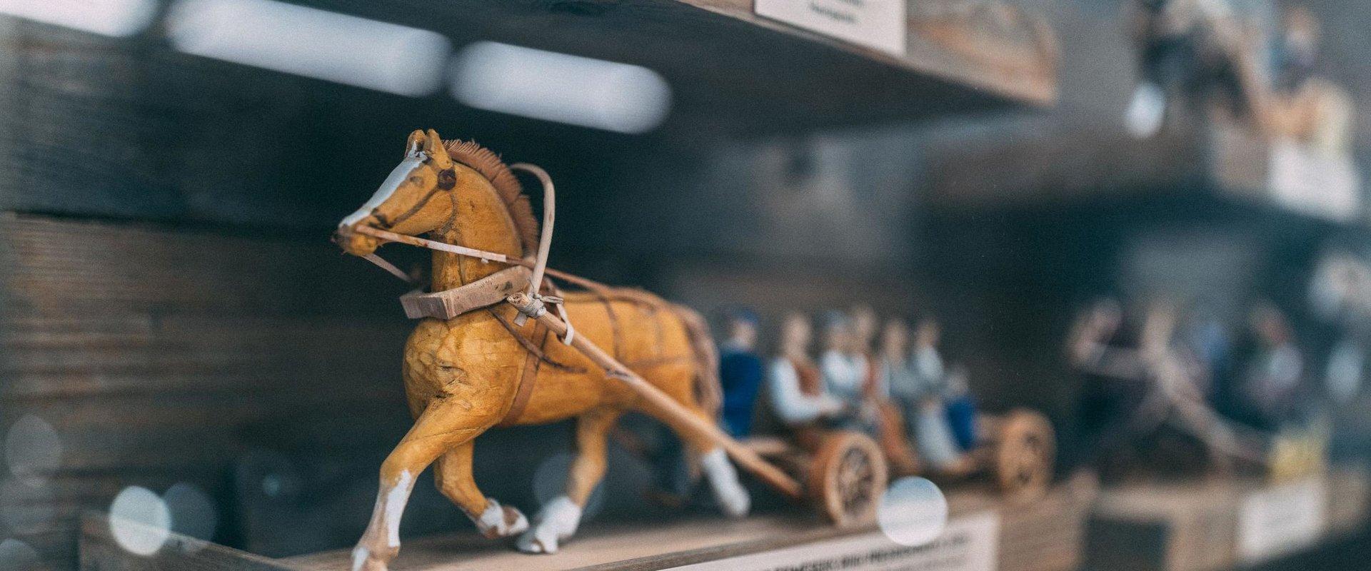 Permanent exhibition of Voldemar Luht's wooden horses at the Olustvere Manor