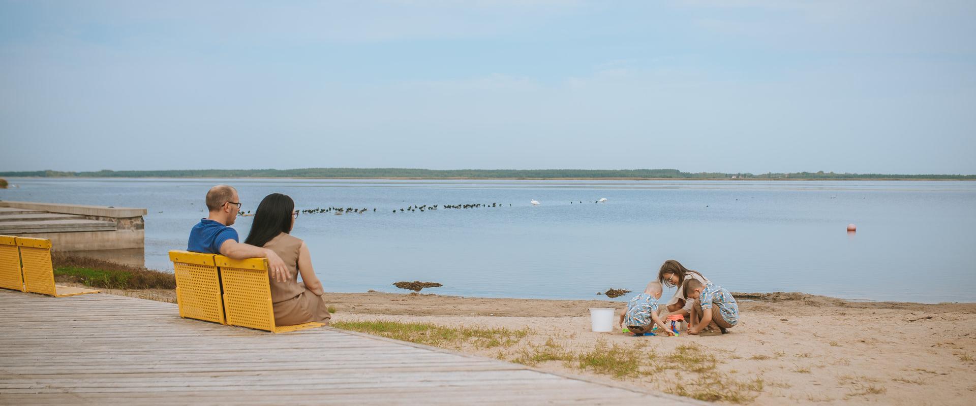 Gulf `Tagalaht` and birdwatching tower in Haapsalu promenade