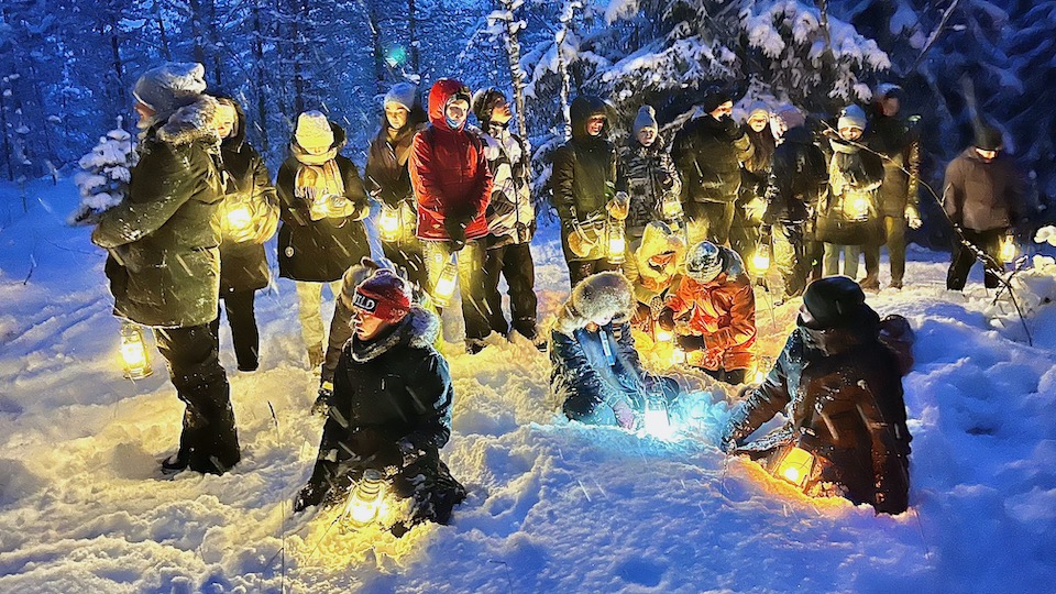 A Hike in Wintry Nature With Lanterns