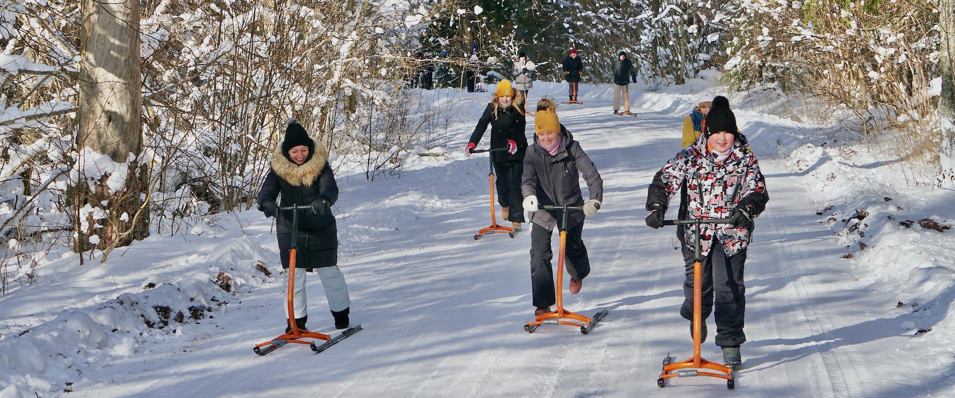 Kicksledding is not only a family-friendly but also an environmentally friendly way of exploring nature in winter. We use modern lightweight aluminium