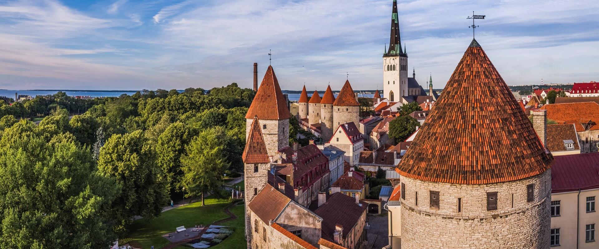 View of the Tallinn city wall and the Towers Square