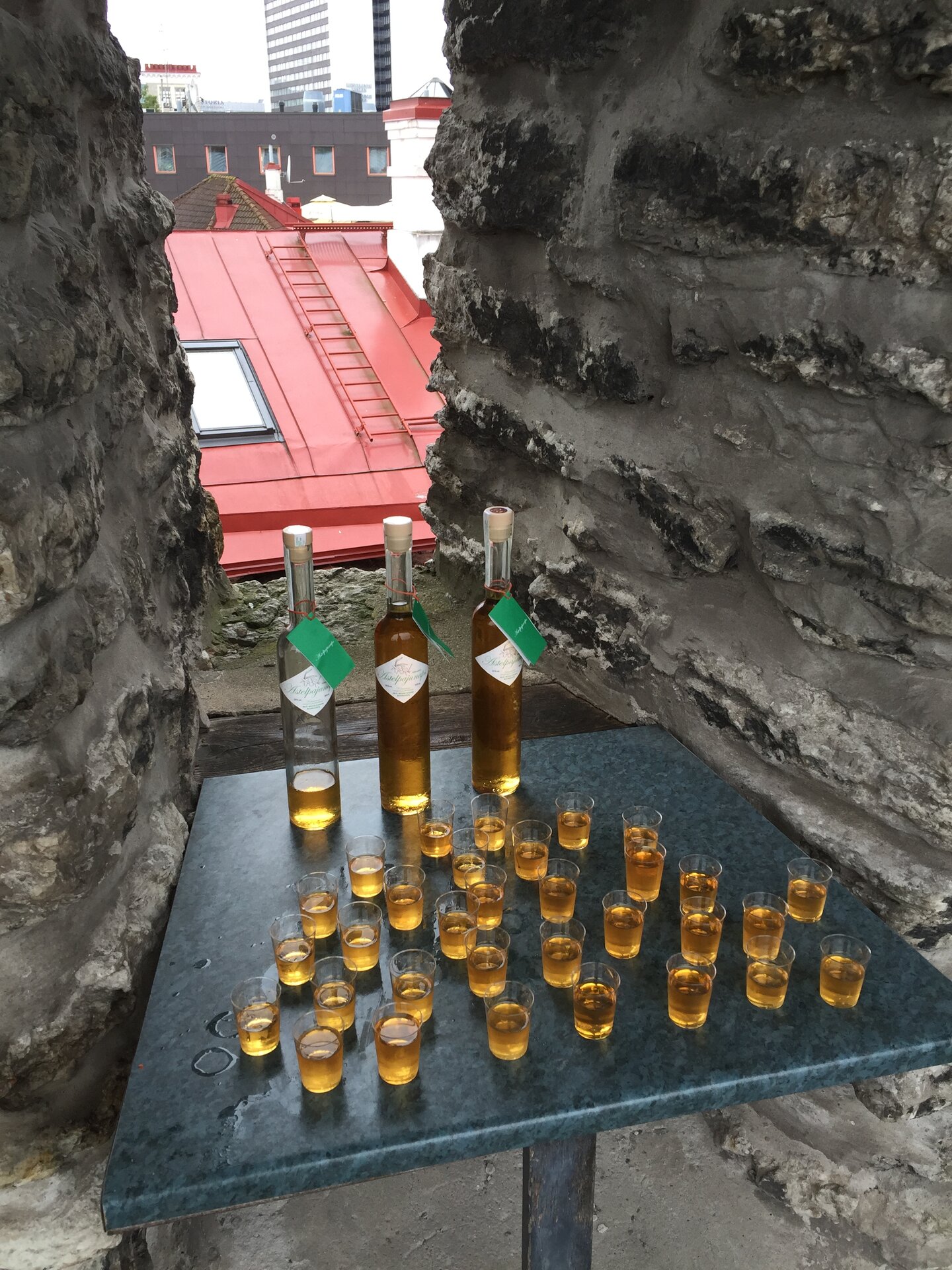 Tallinn Booze'n Bites Tour - local schnapps table waiting