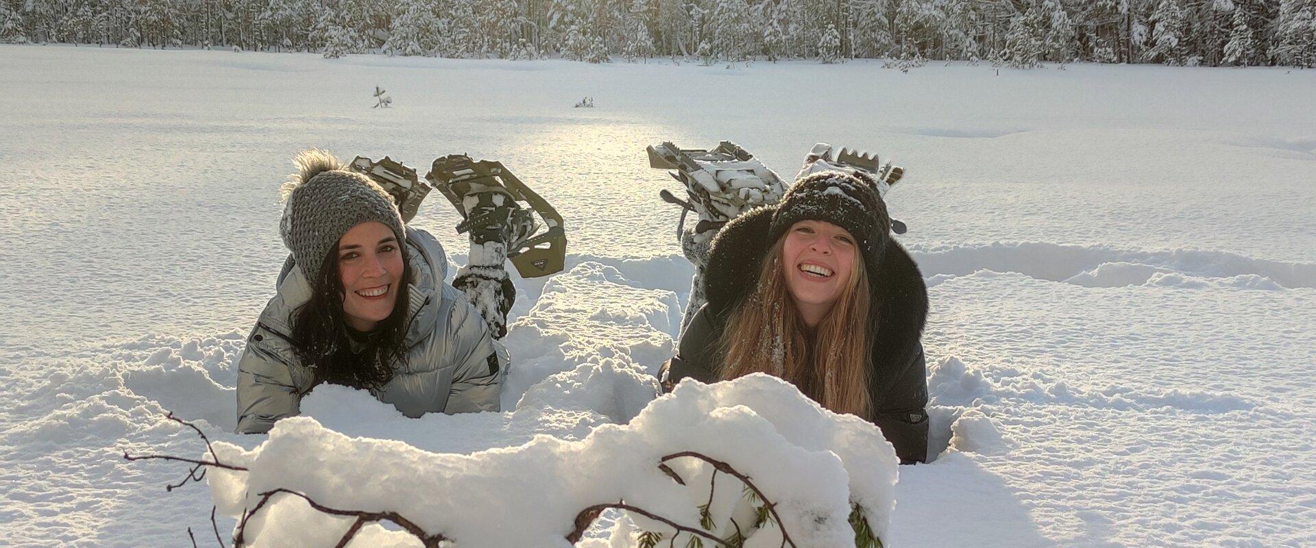 A discovery trip to the winter forest and bogs, with snowshoes or kicksleds.