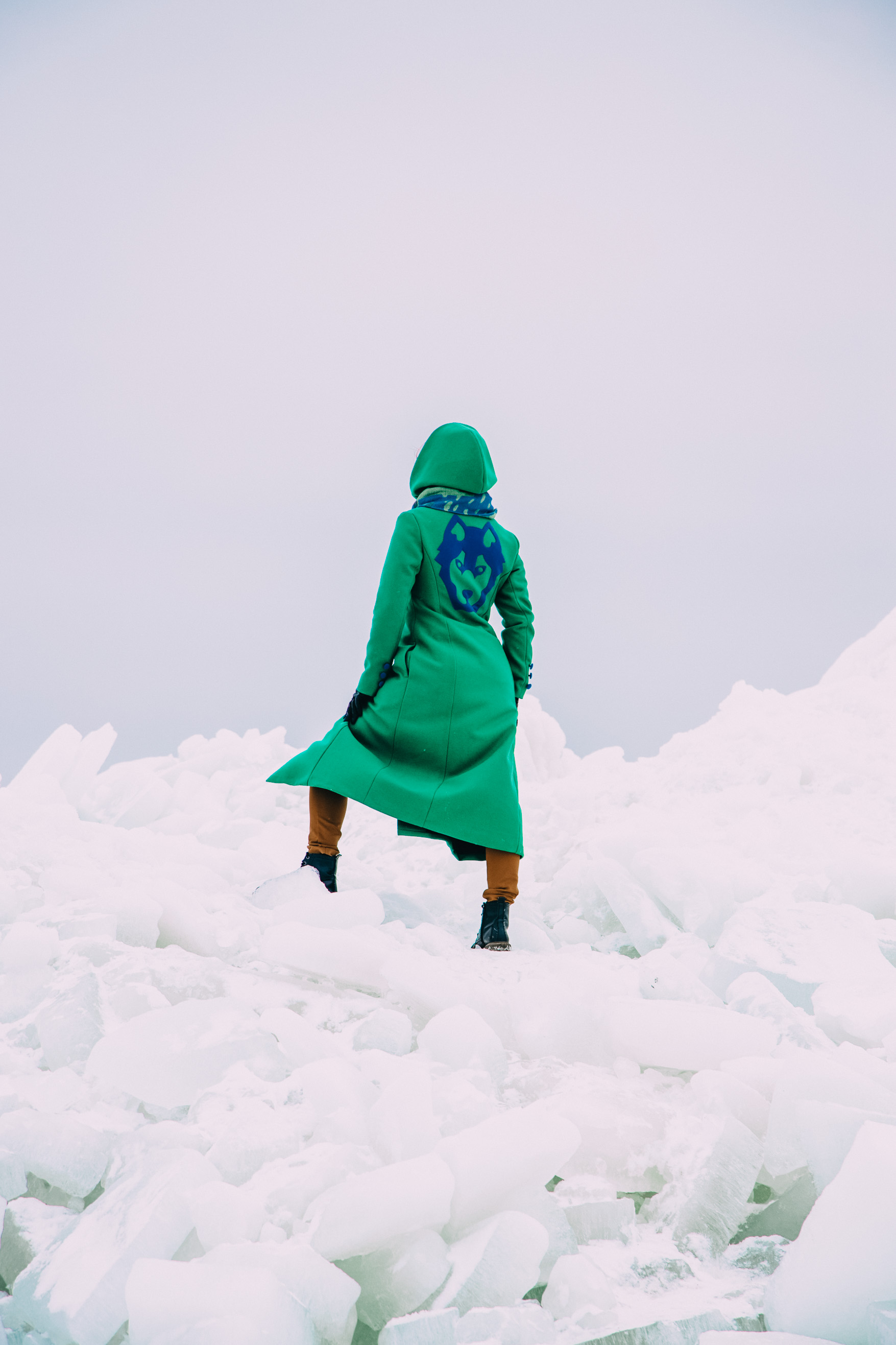 Photo shoot among ice ridges at Pärnud bay