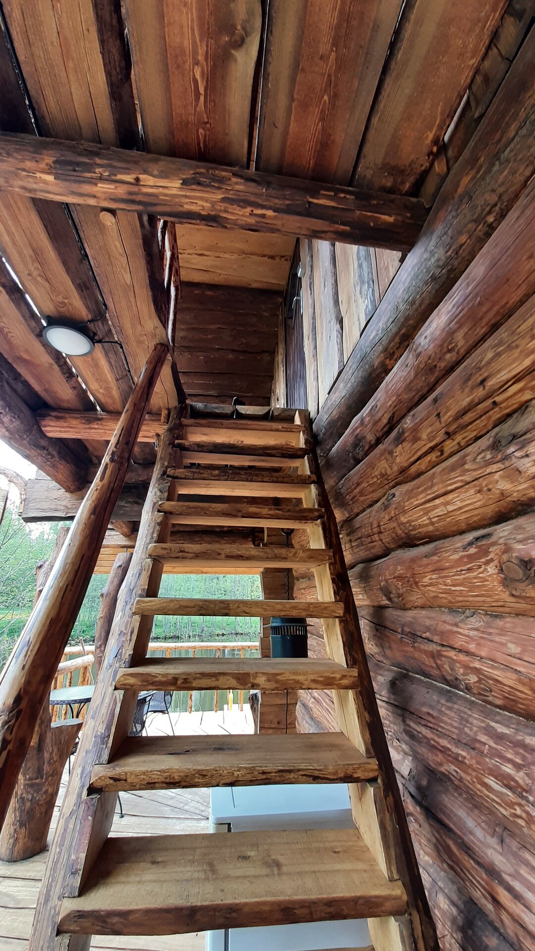 Raistiko sauna building, stairs to the bedroom
