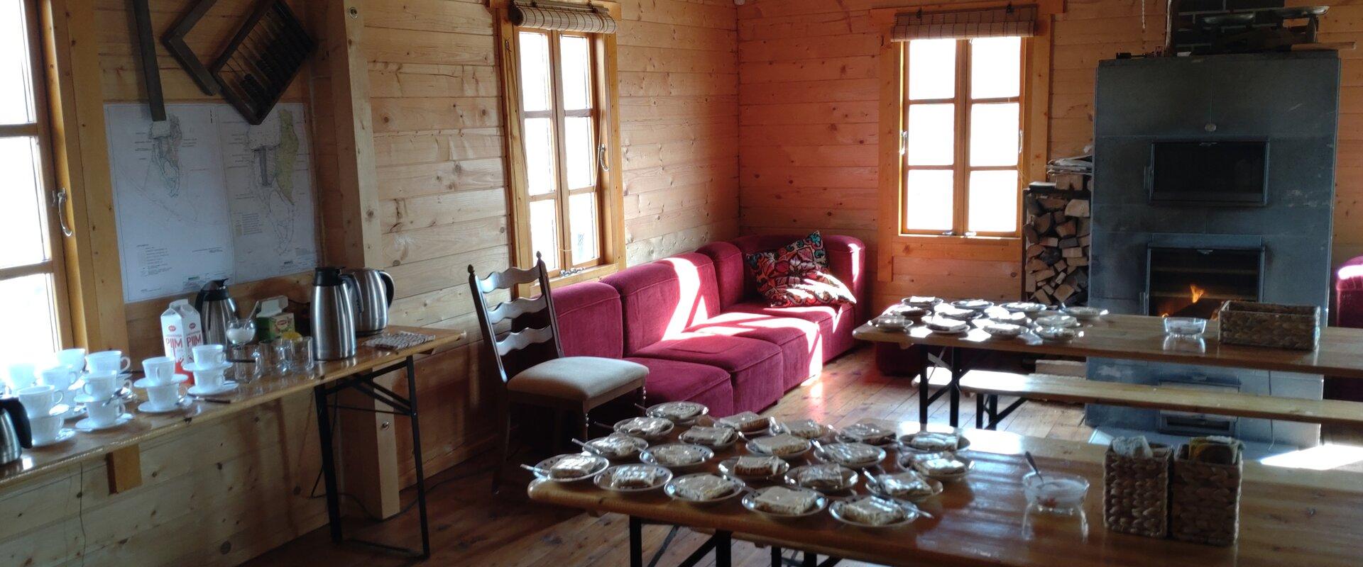 Fireplace room of the Loopre Mill holiday farm