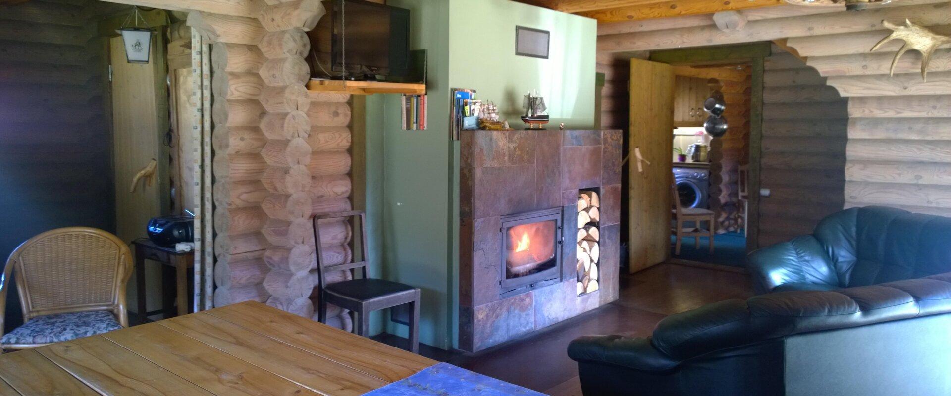 Markna Tourist Farm Sauna House - a cosy living-room with a fireplace