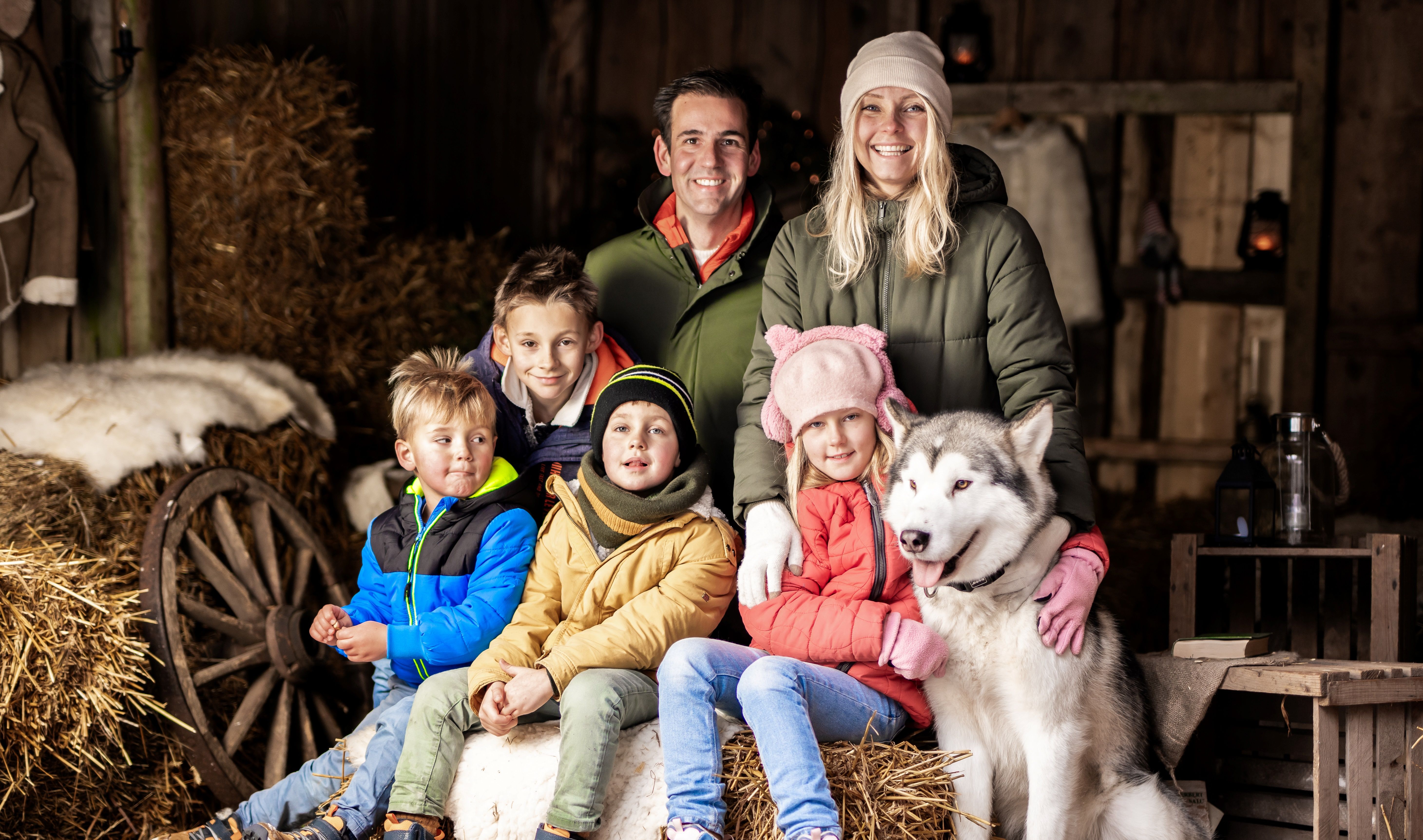 Dutch family in Small Lapland with dog