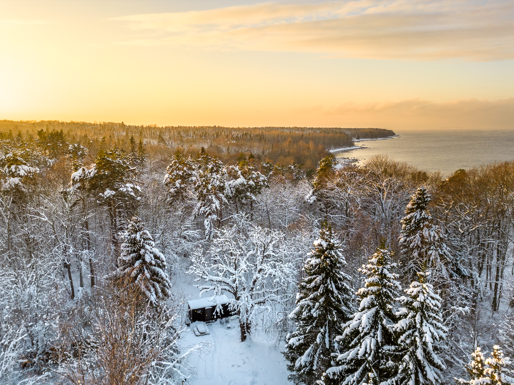 Wild Cabins -lomamökit Lahemaan kansallispuistossa talvella