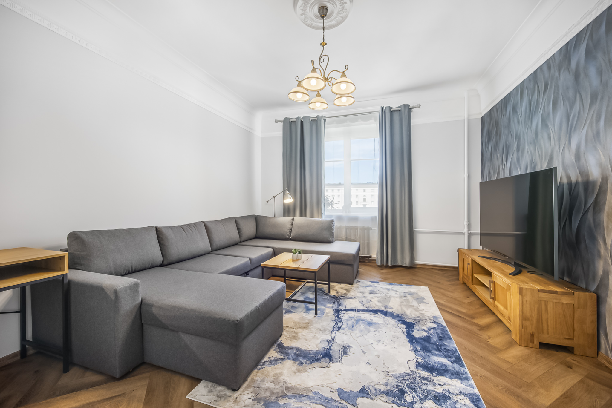 Living room with big TV