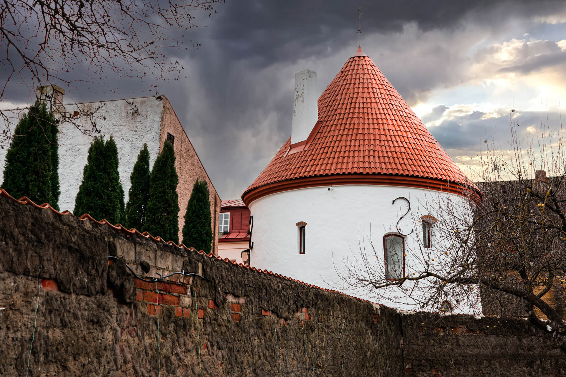 The Red Tower is a part of the medieval fortress of Pärnu, a prison tower built in the Southeastern corner of the city wall in the 15th century. It is