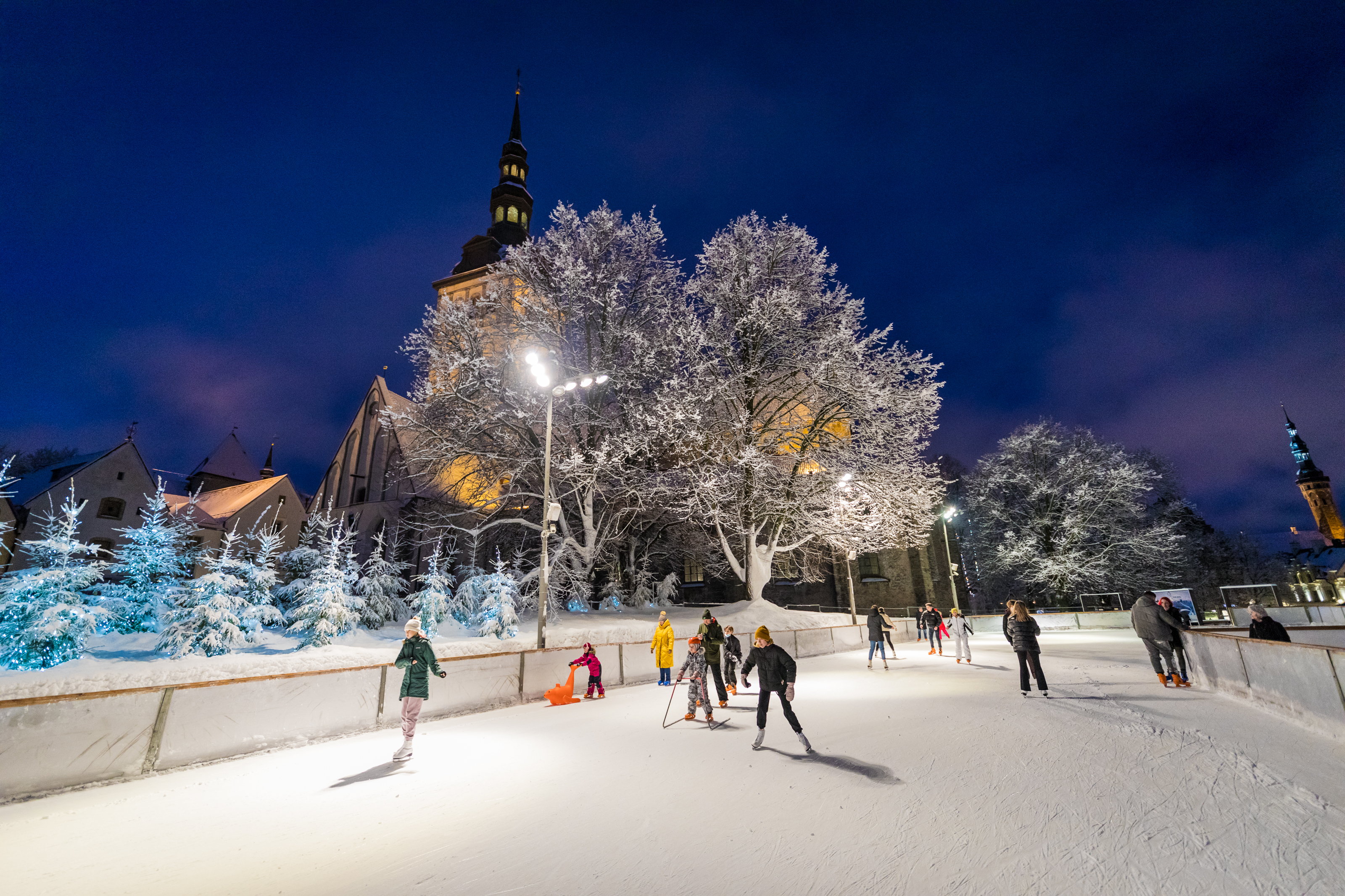 A unique pop-up ice skating rink in the centre of Tallinn's Old Town, which opens at the beginning of December and closes at the end of March or the b