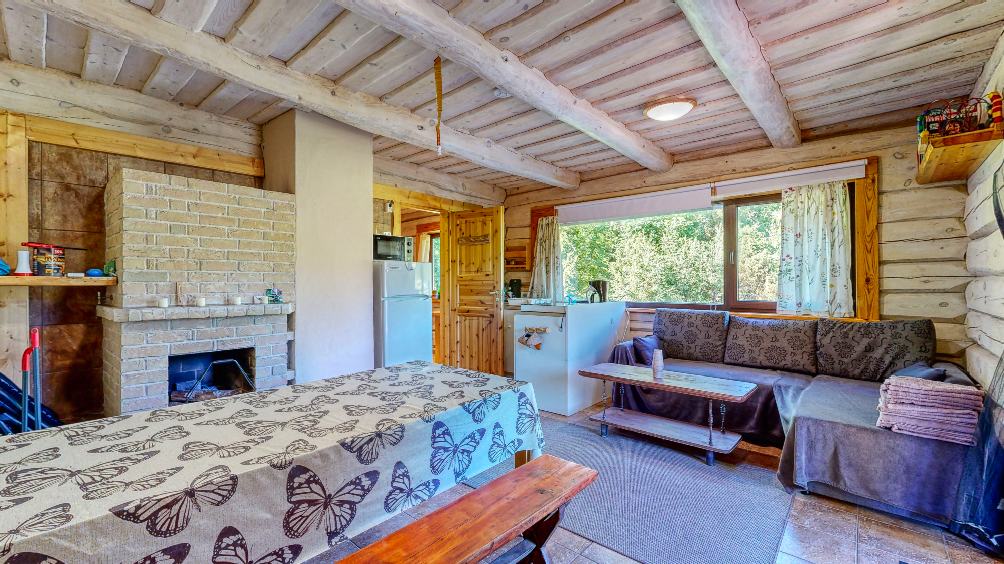 Sauna anteroom with kitchen and sleeping area