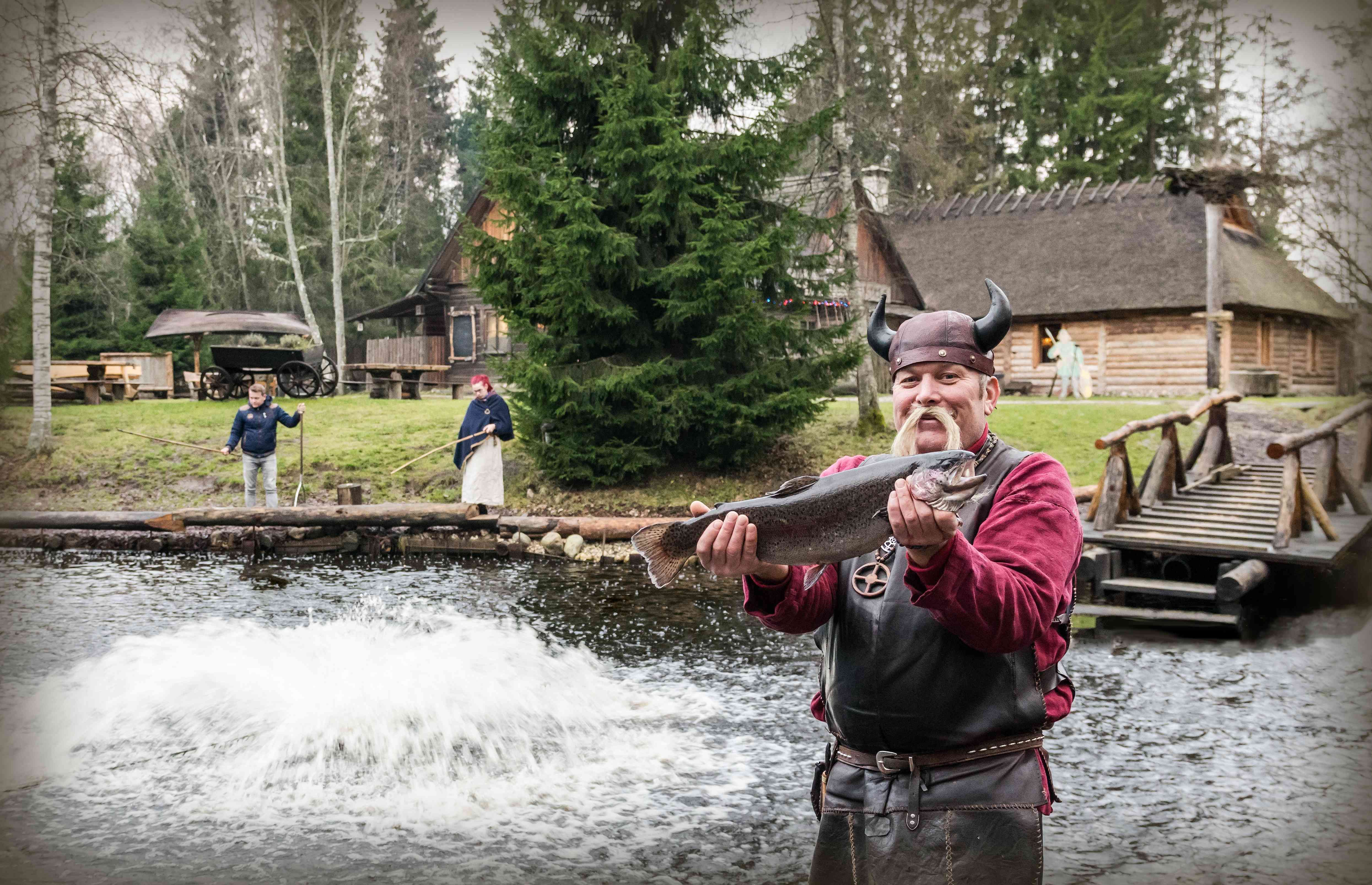 Trout fishing in the Viking village