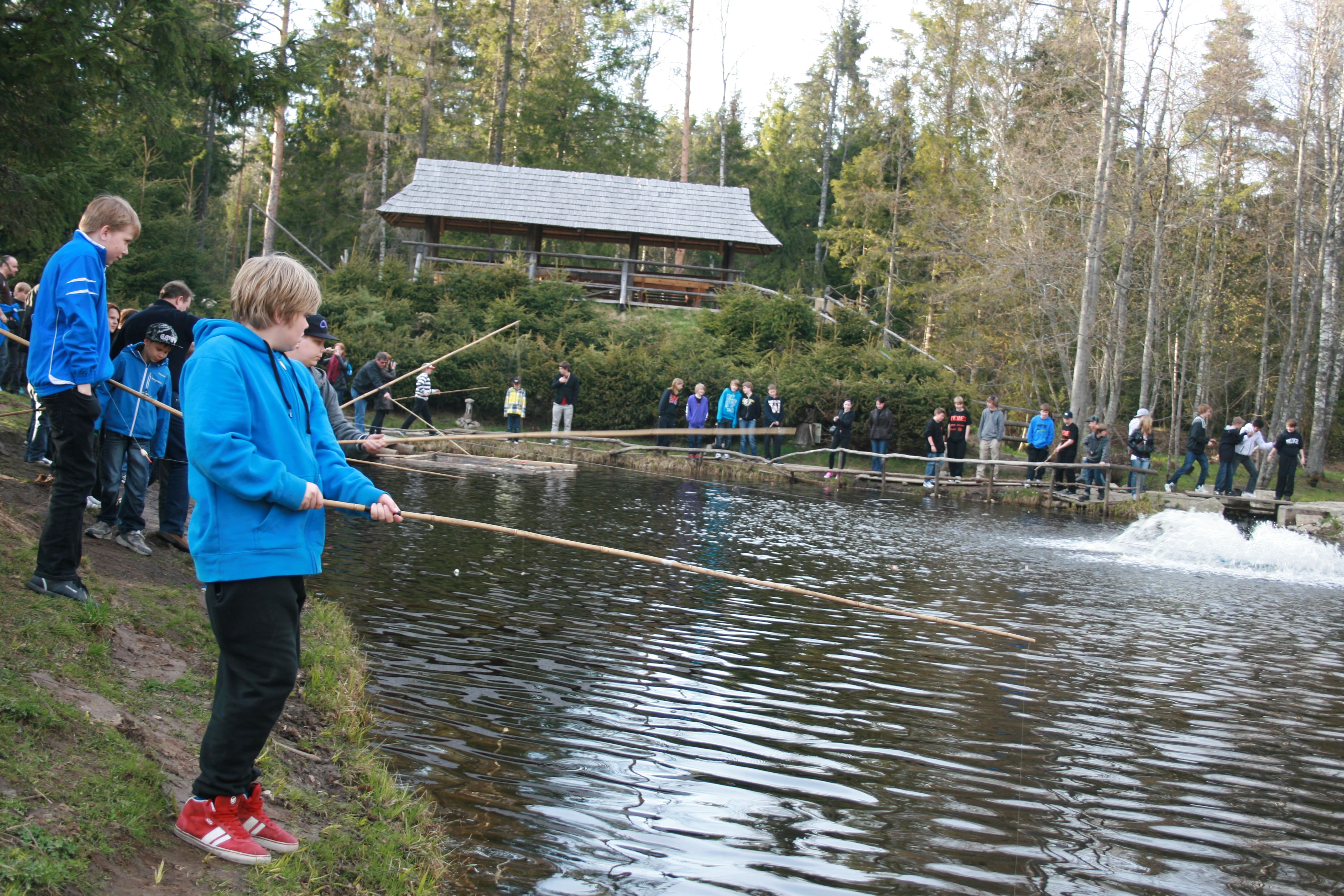 Fishing for a group in the Viking Village