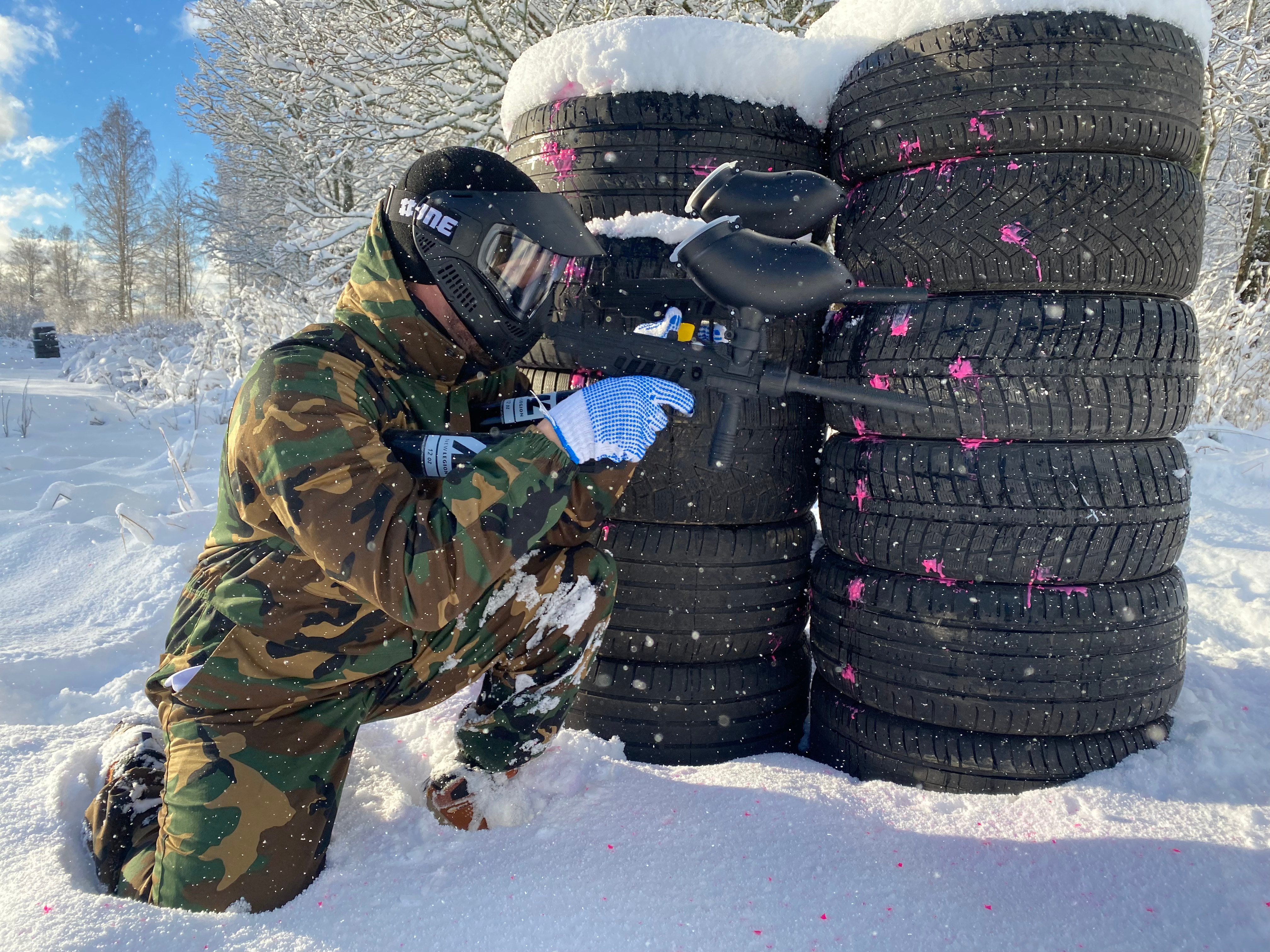 Adrenaline and snowflakes: Paintball in the winter landscape