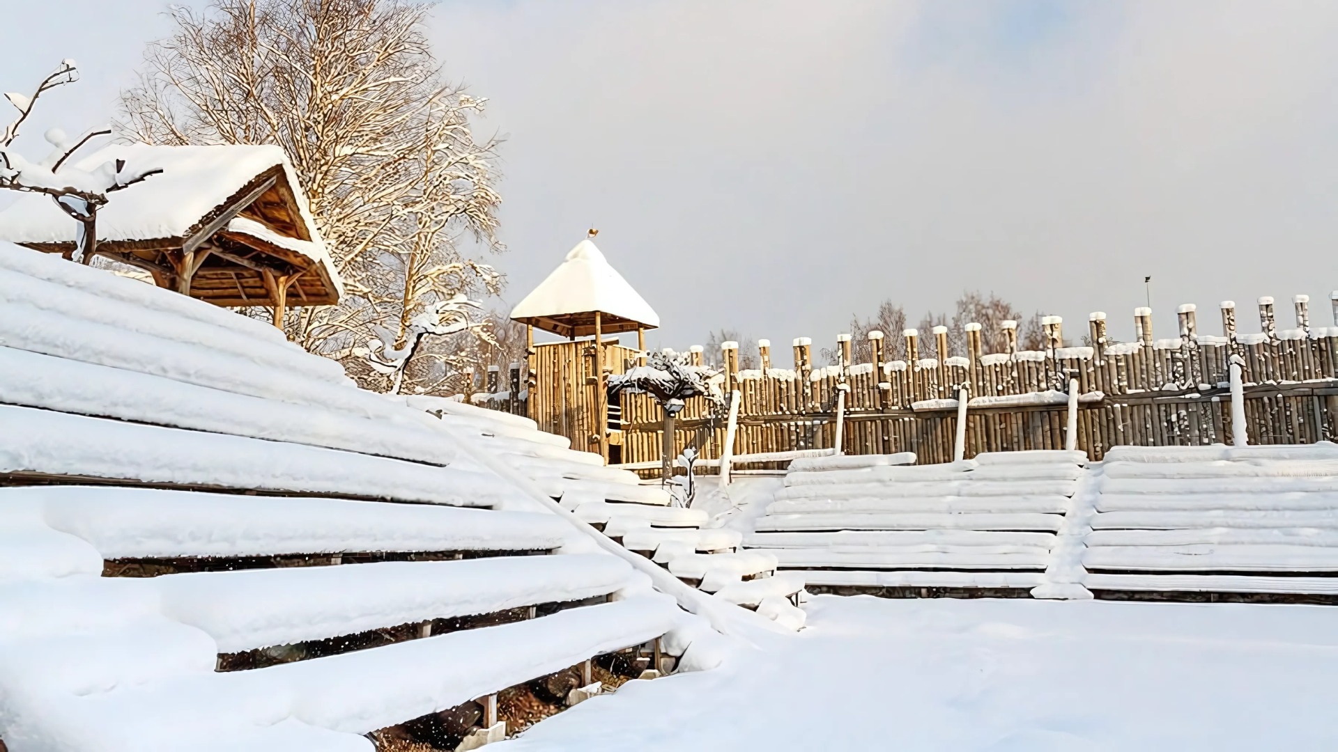 Viking Village fortress in winter