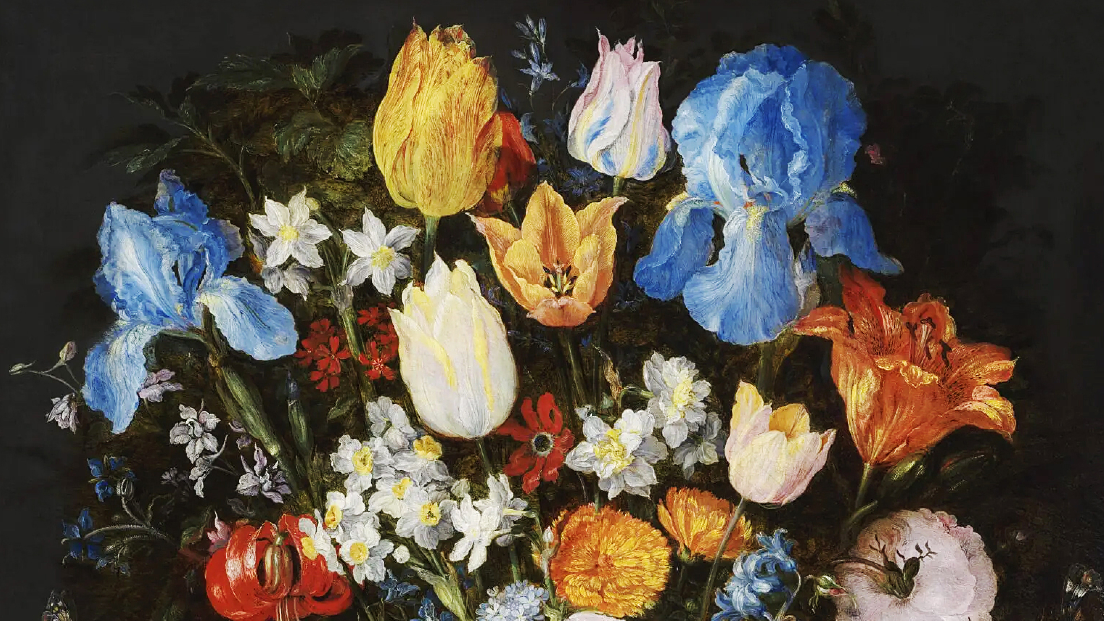 Jan Brueghel I. Lilled vaasis alpikanni ja kalliskividega.