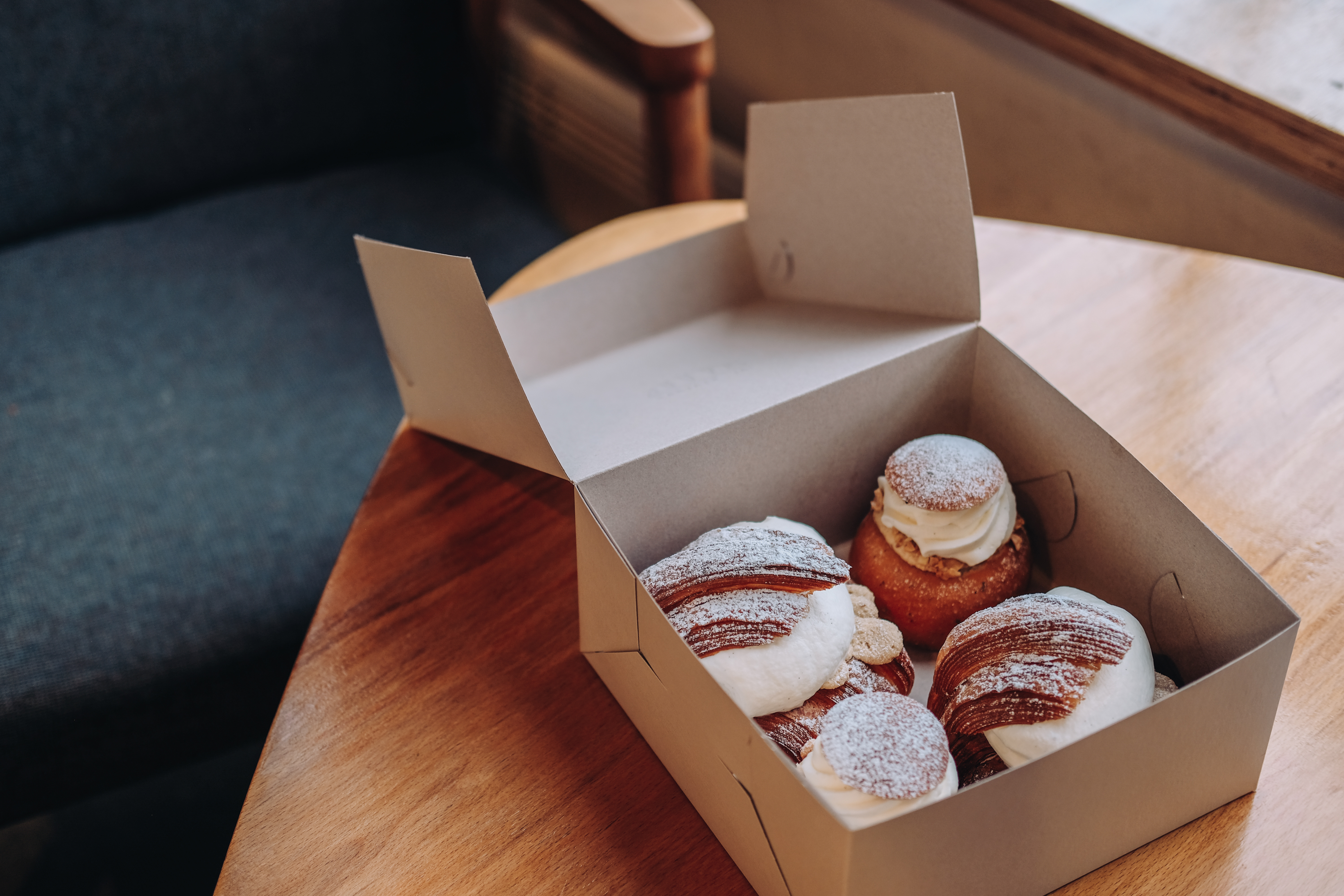 Shrovetide cream buns in a box