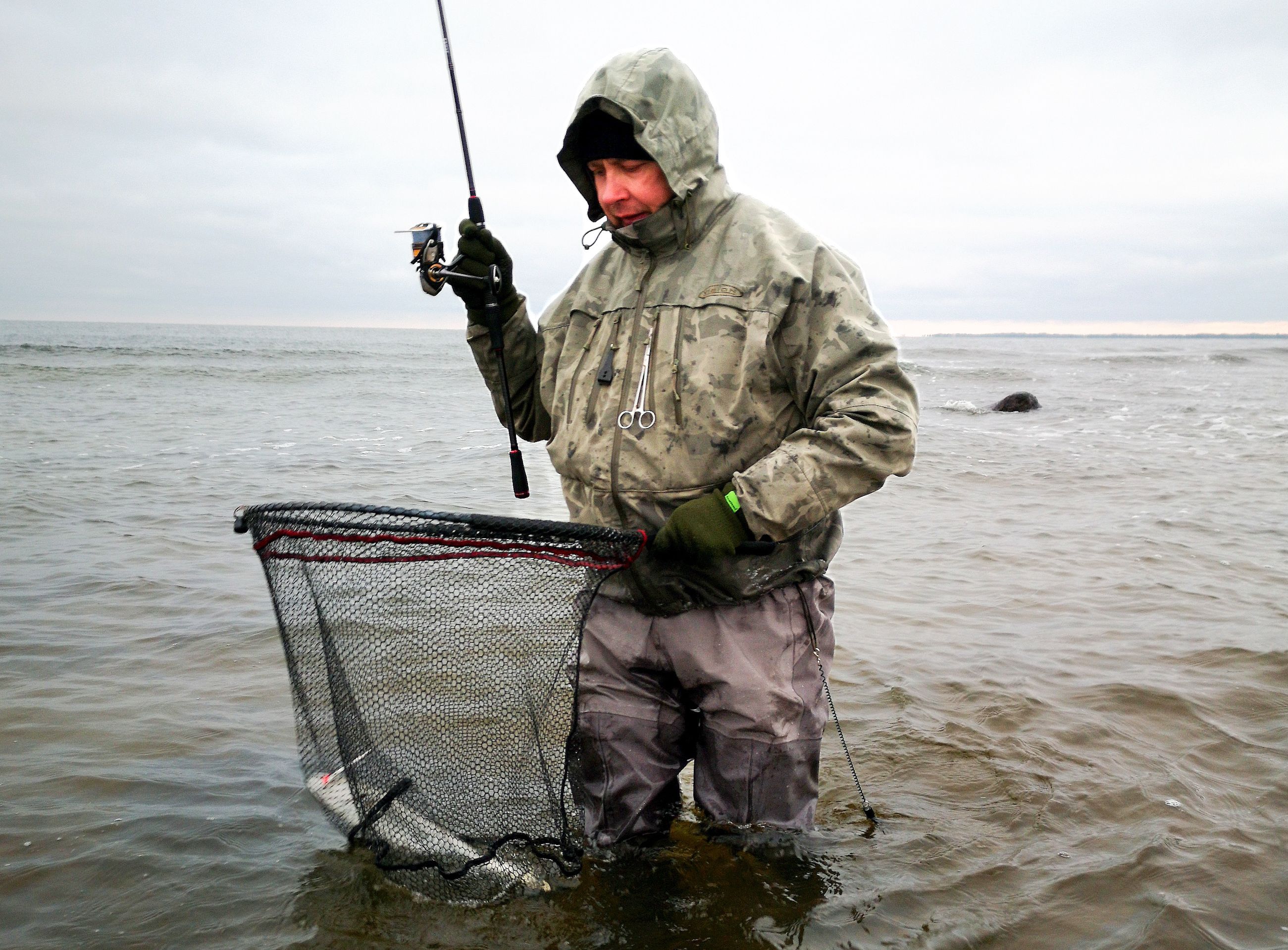 Wading and catching