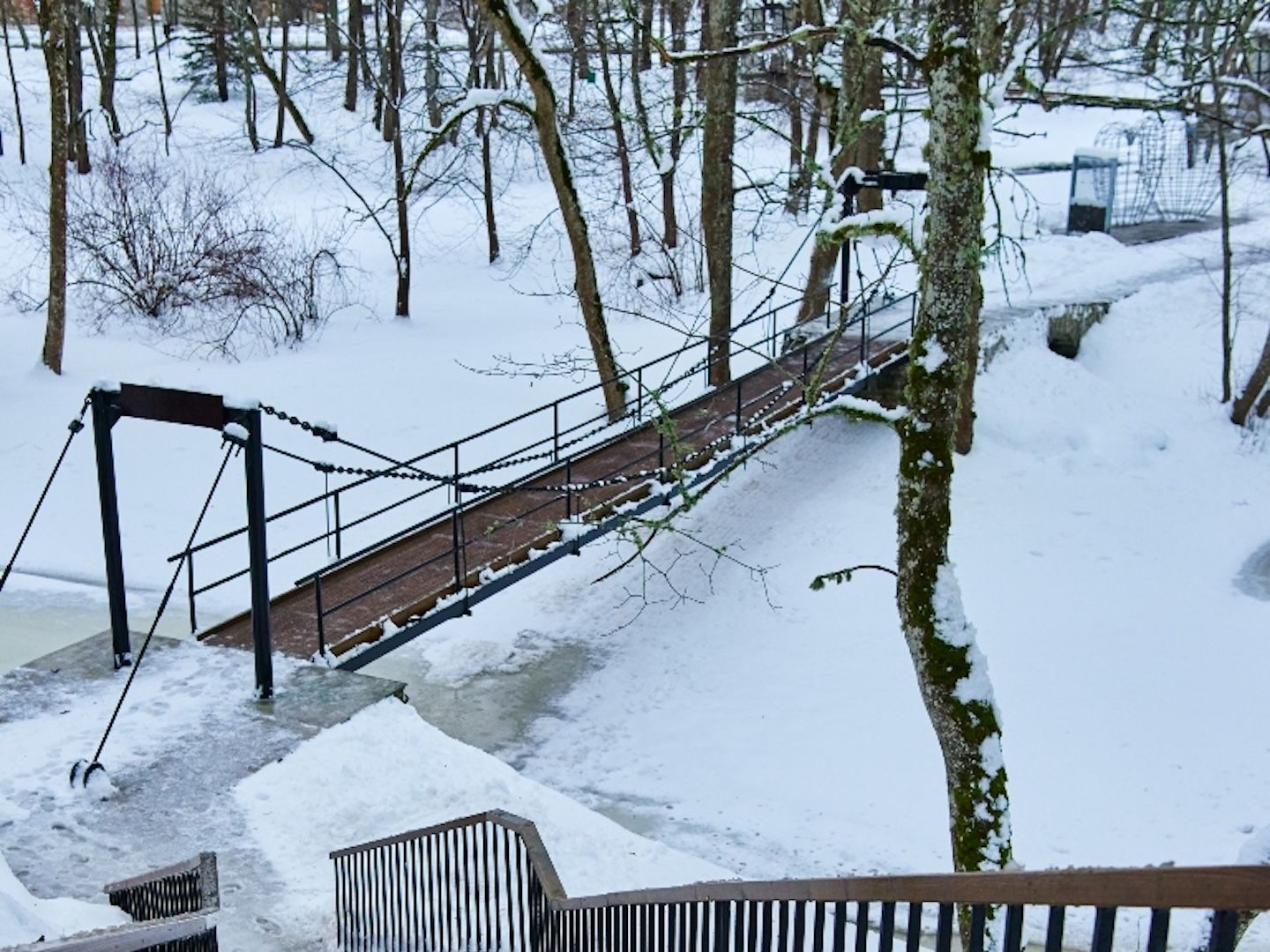 Keila-Joa suspension bridge in winter