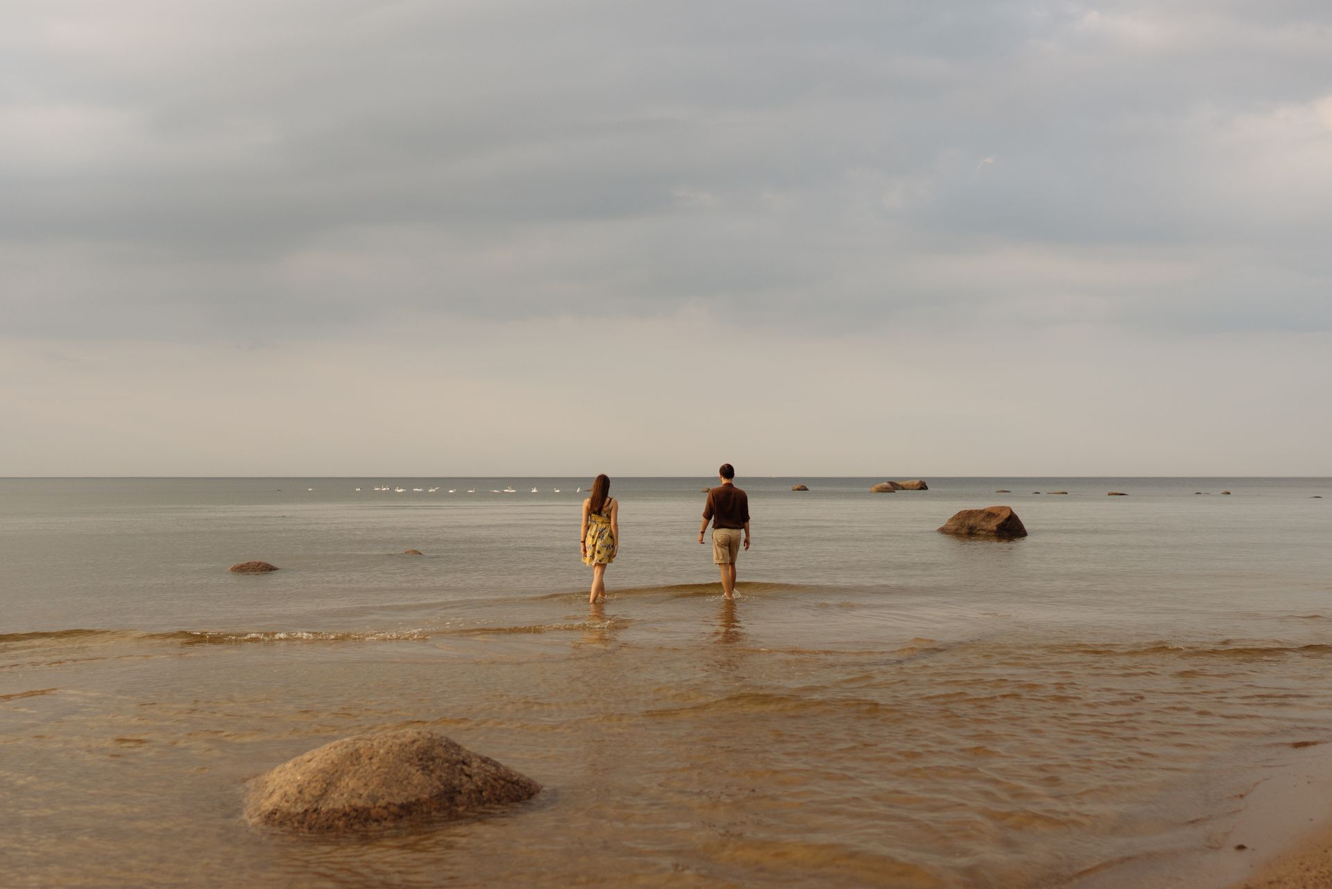 Couple walking on beach