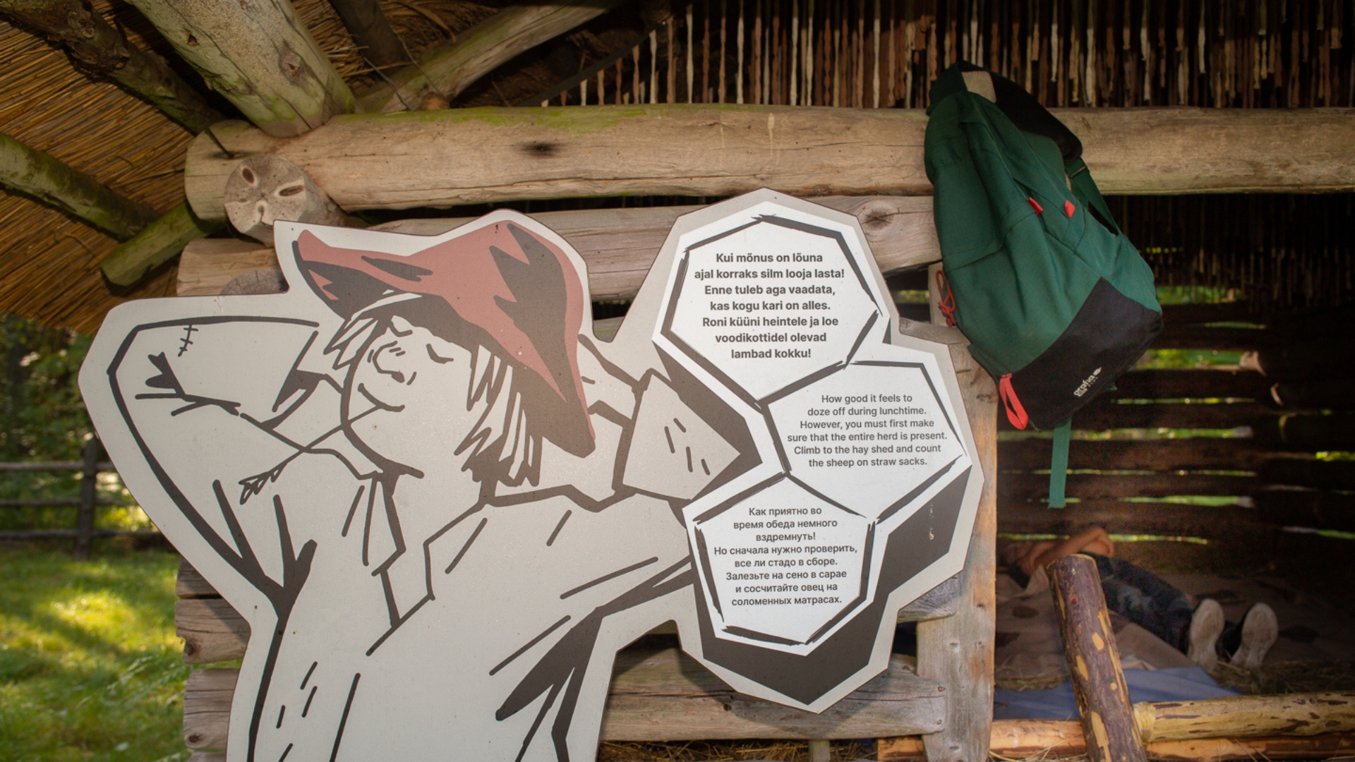 A nap in a hay barn at the Estonian Open Air Museum