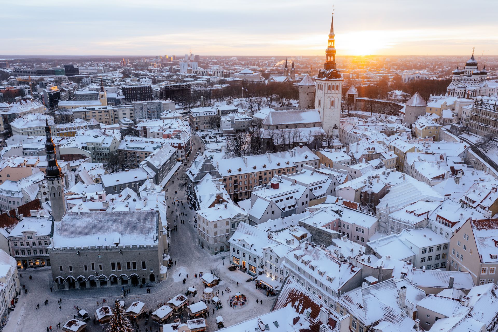 Snowy Tallinn Old Town