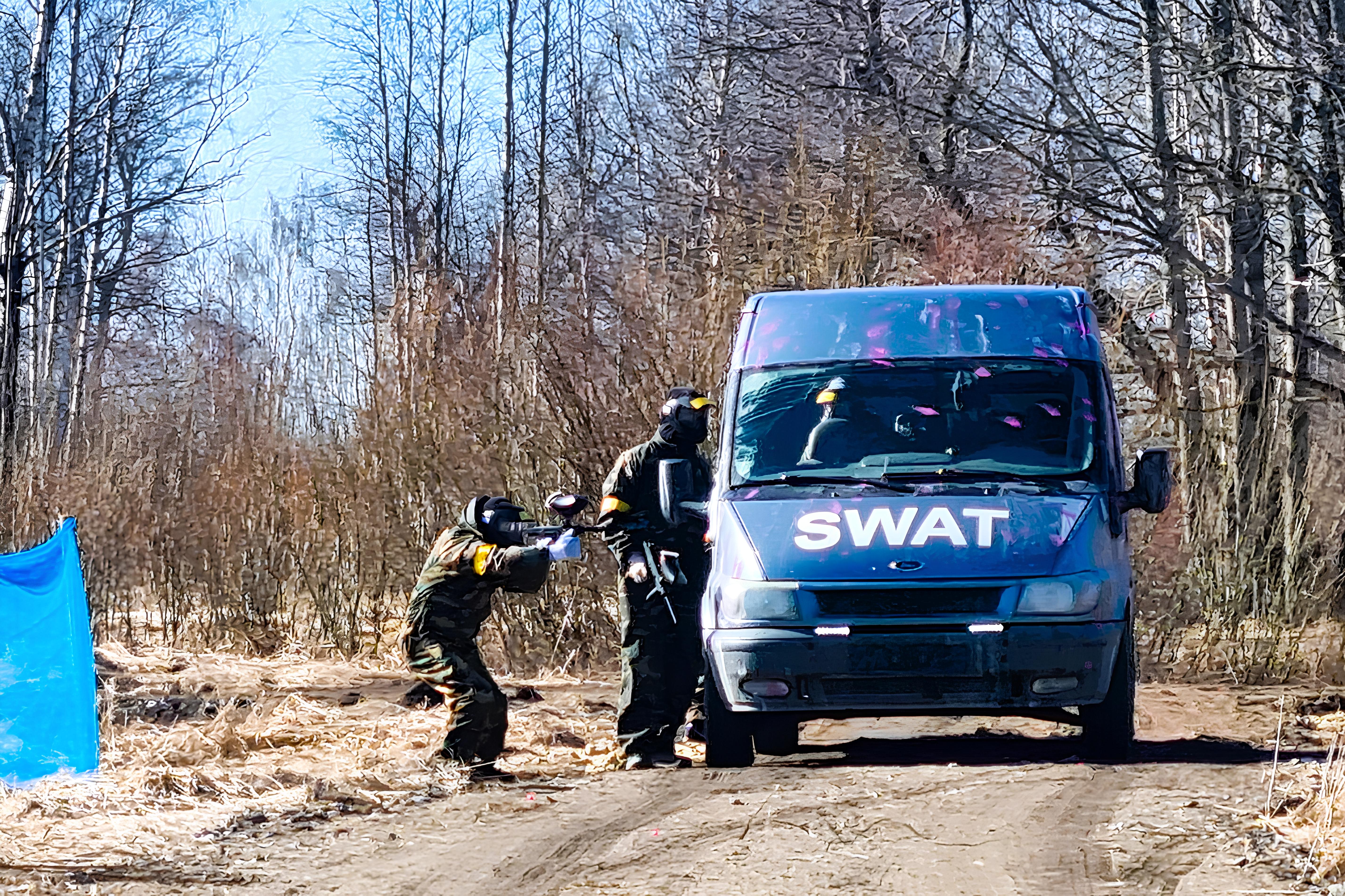 Attacking with a car in motor paintball