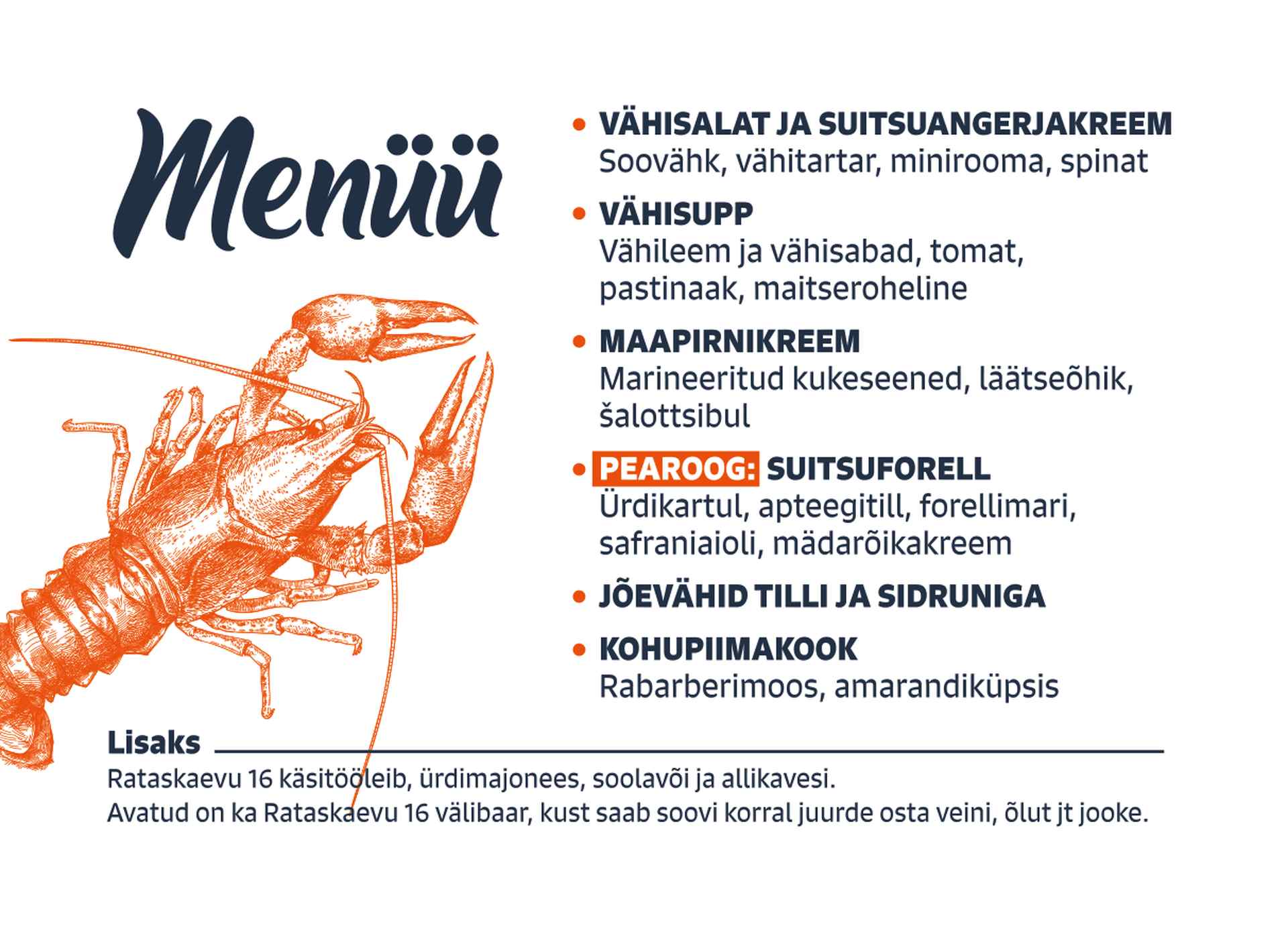 Õhtusöögi menüü