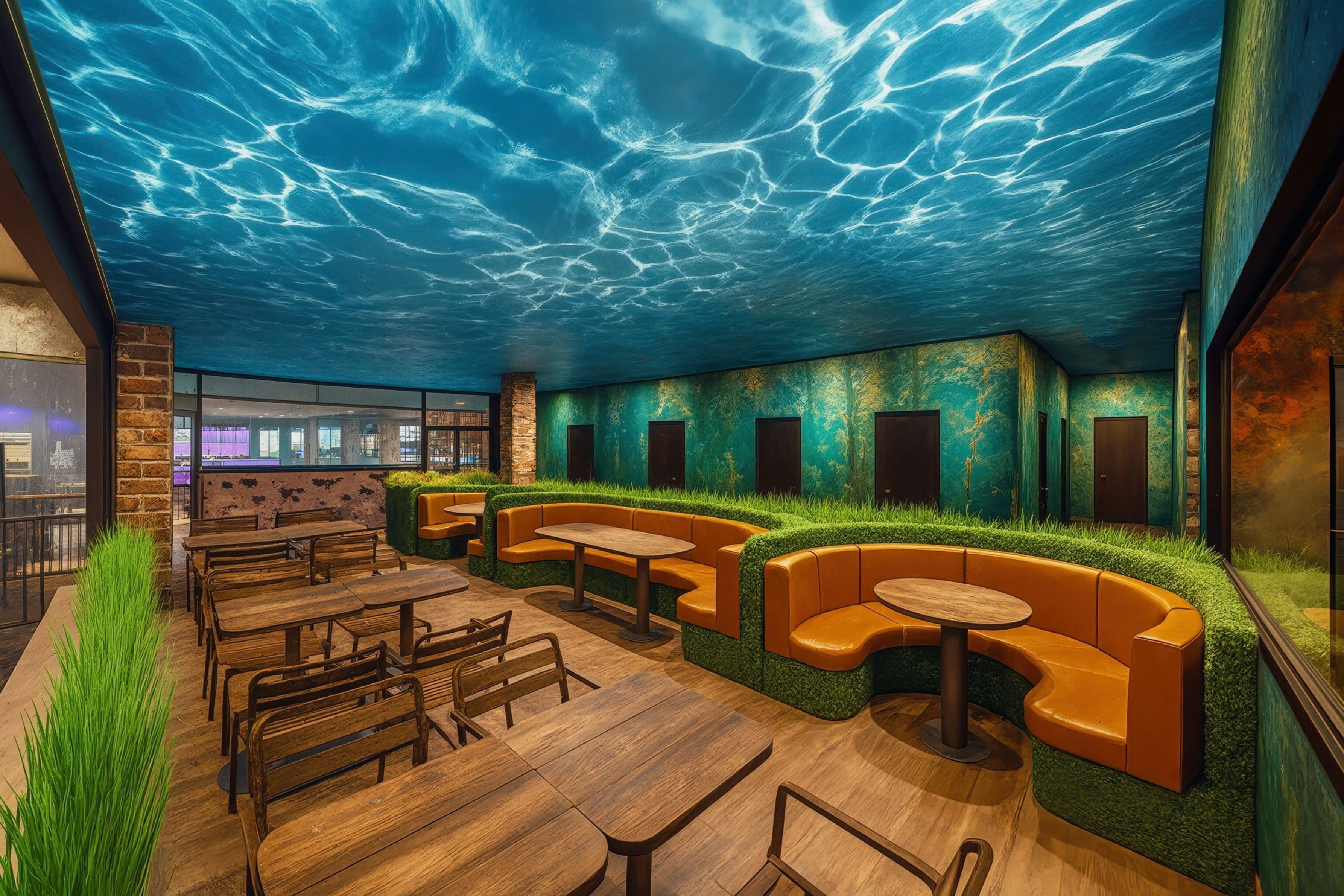 A view of the sitting area of Elamus Bowling pub