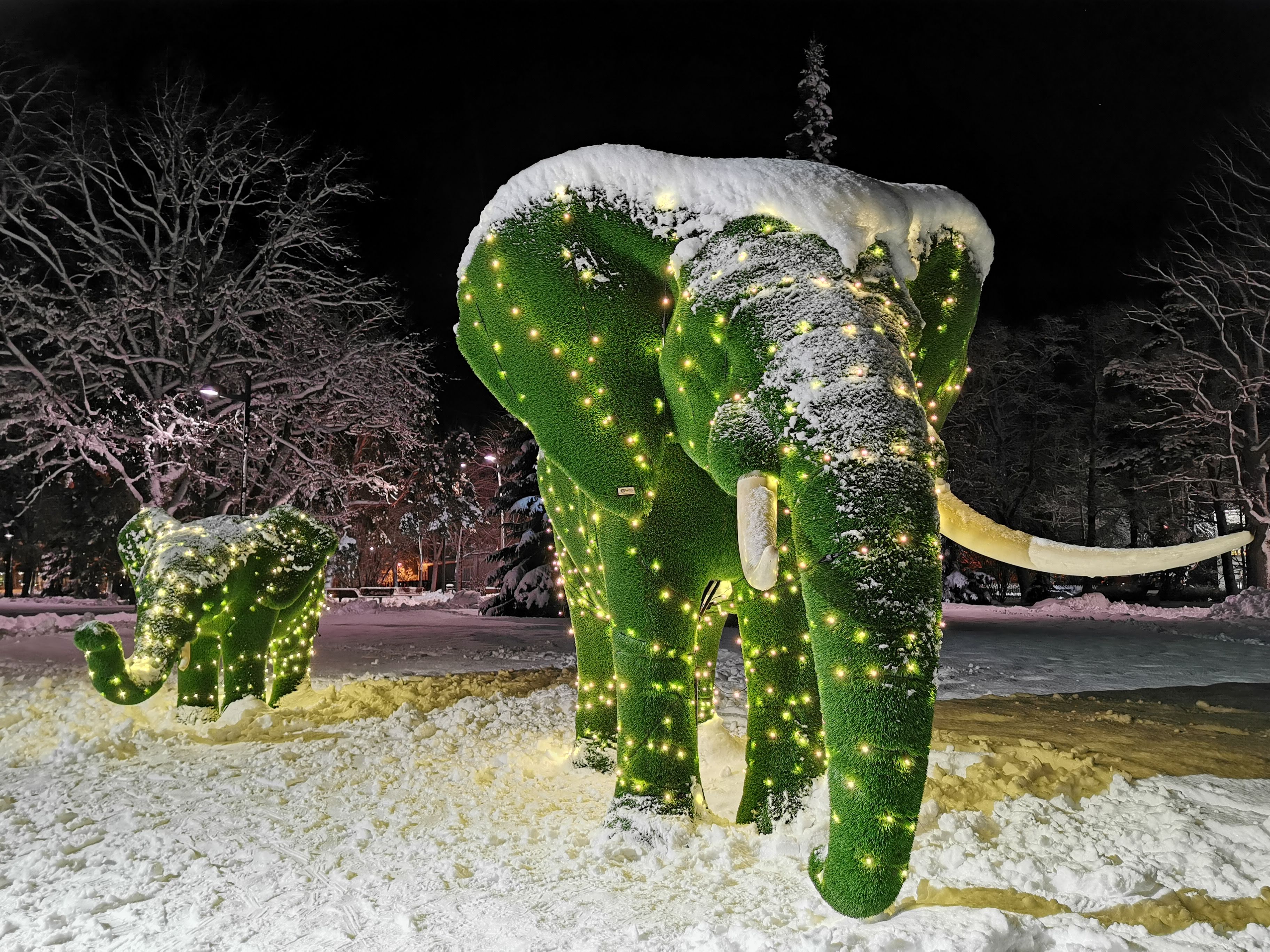 Elefanten im Pärnuer Strandpark im Winter