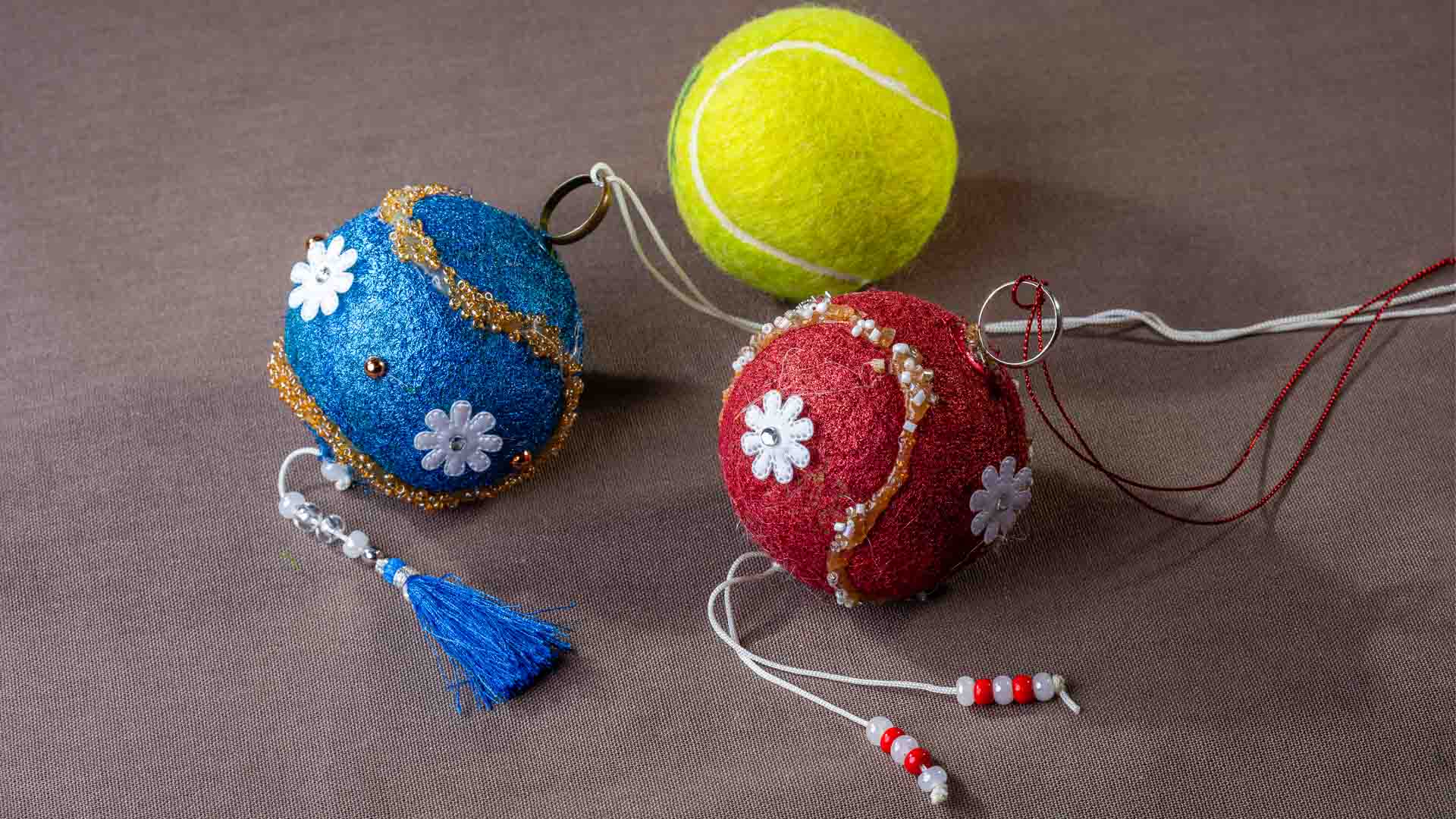 Christmas ornaments from old tennis balls
