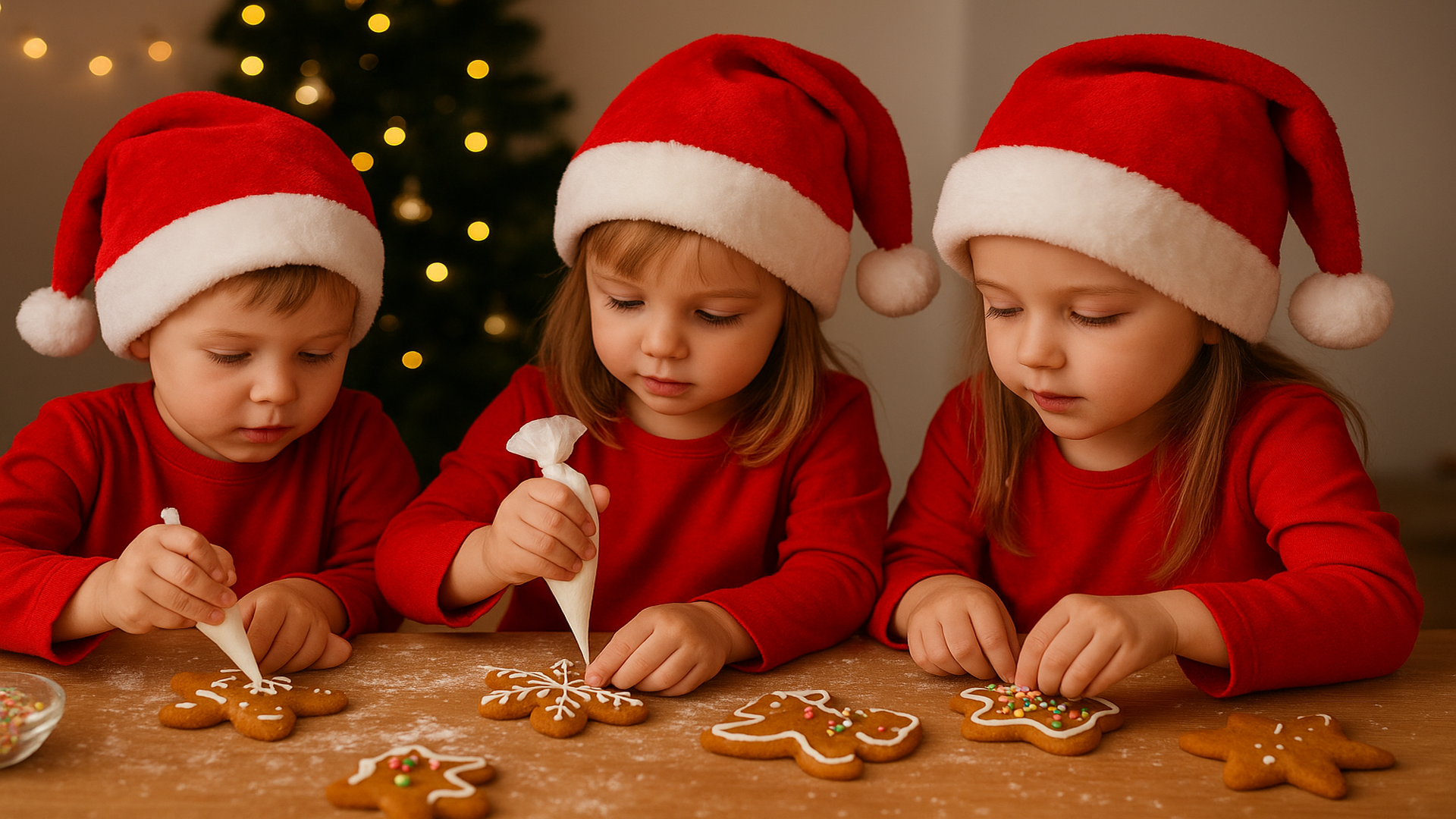 Children decorating gingerbread cookies