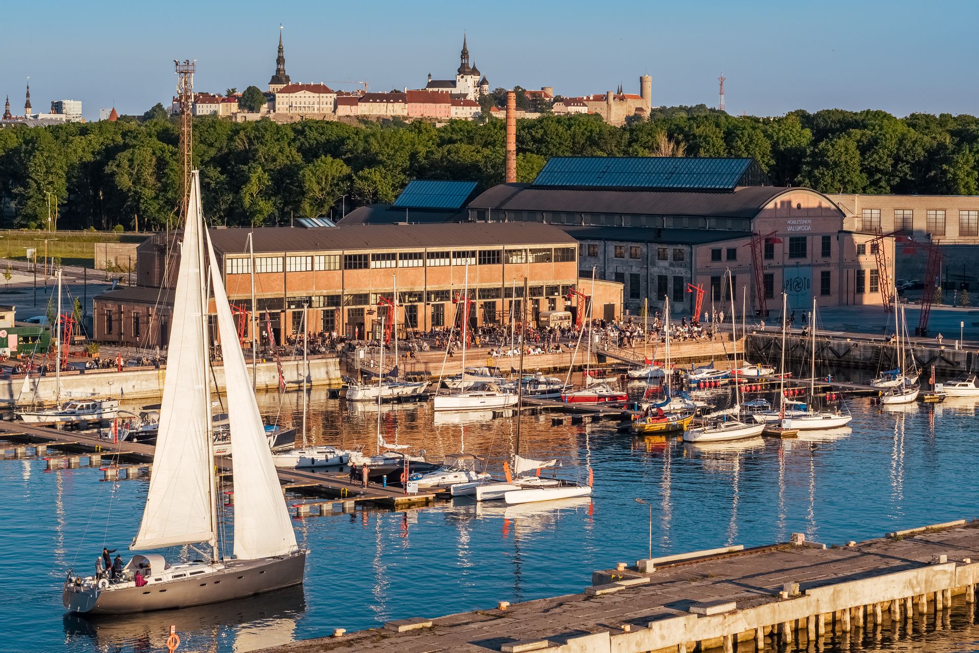 Noblessner ja taustal vaade Tallinna vanalinnale