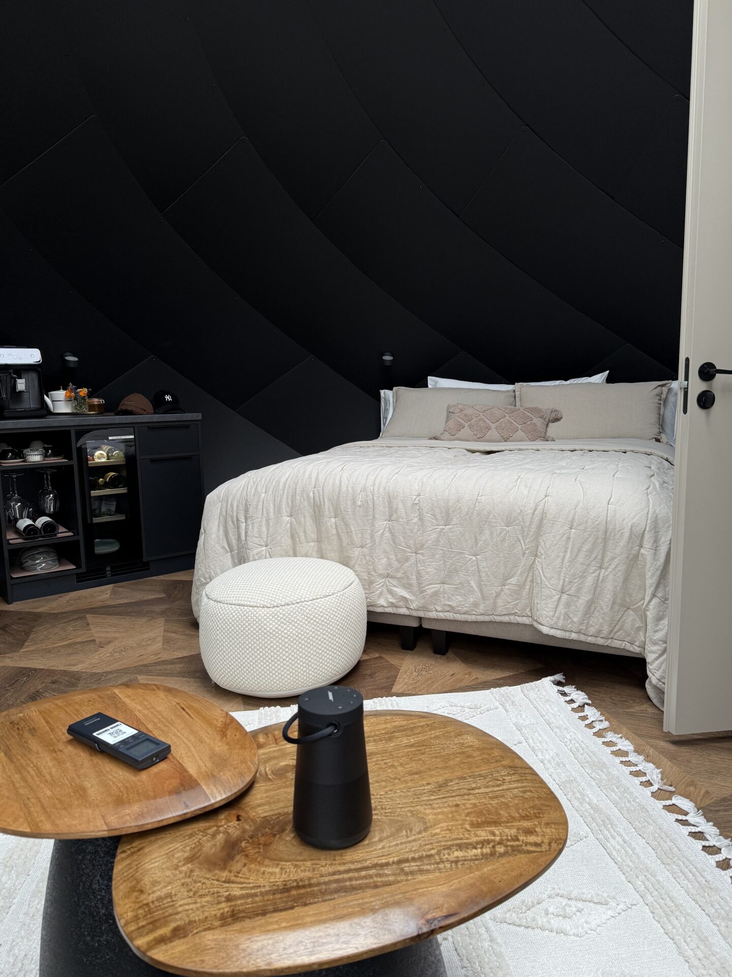 Dome-shaped holiday home bedroom