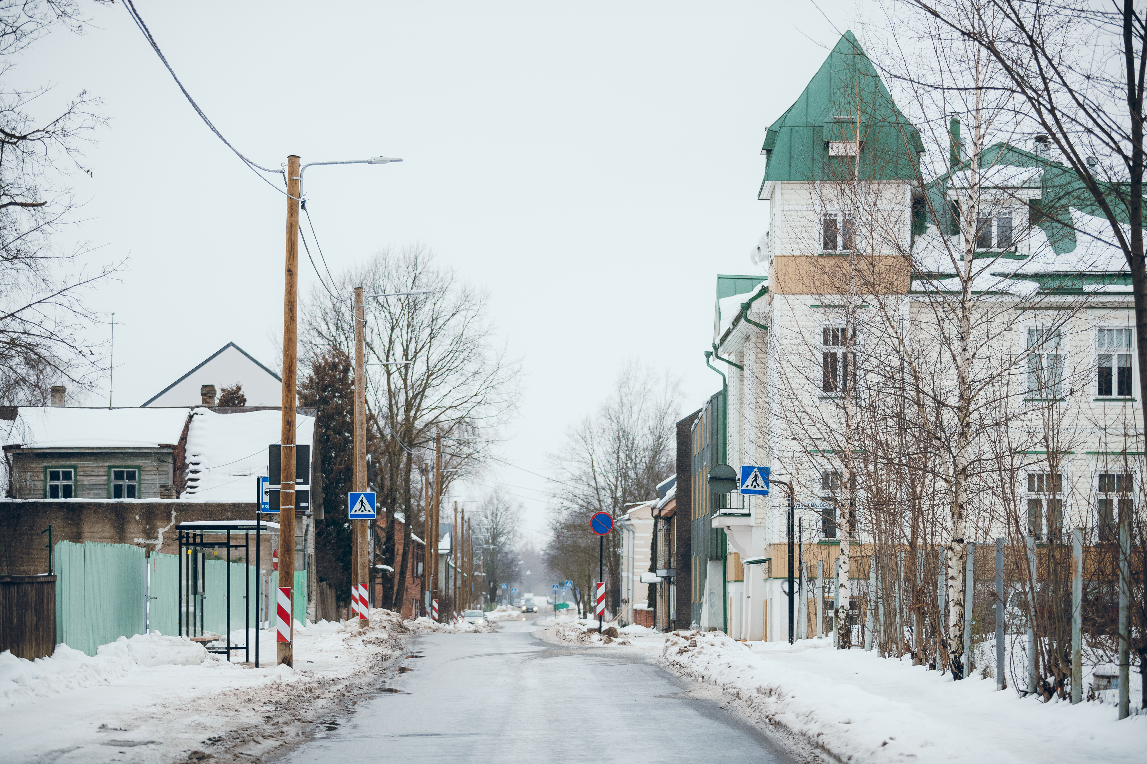 Talvine Oa tänav Tartu Supilinnas