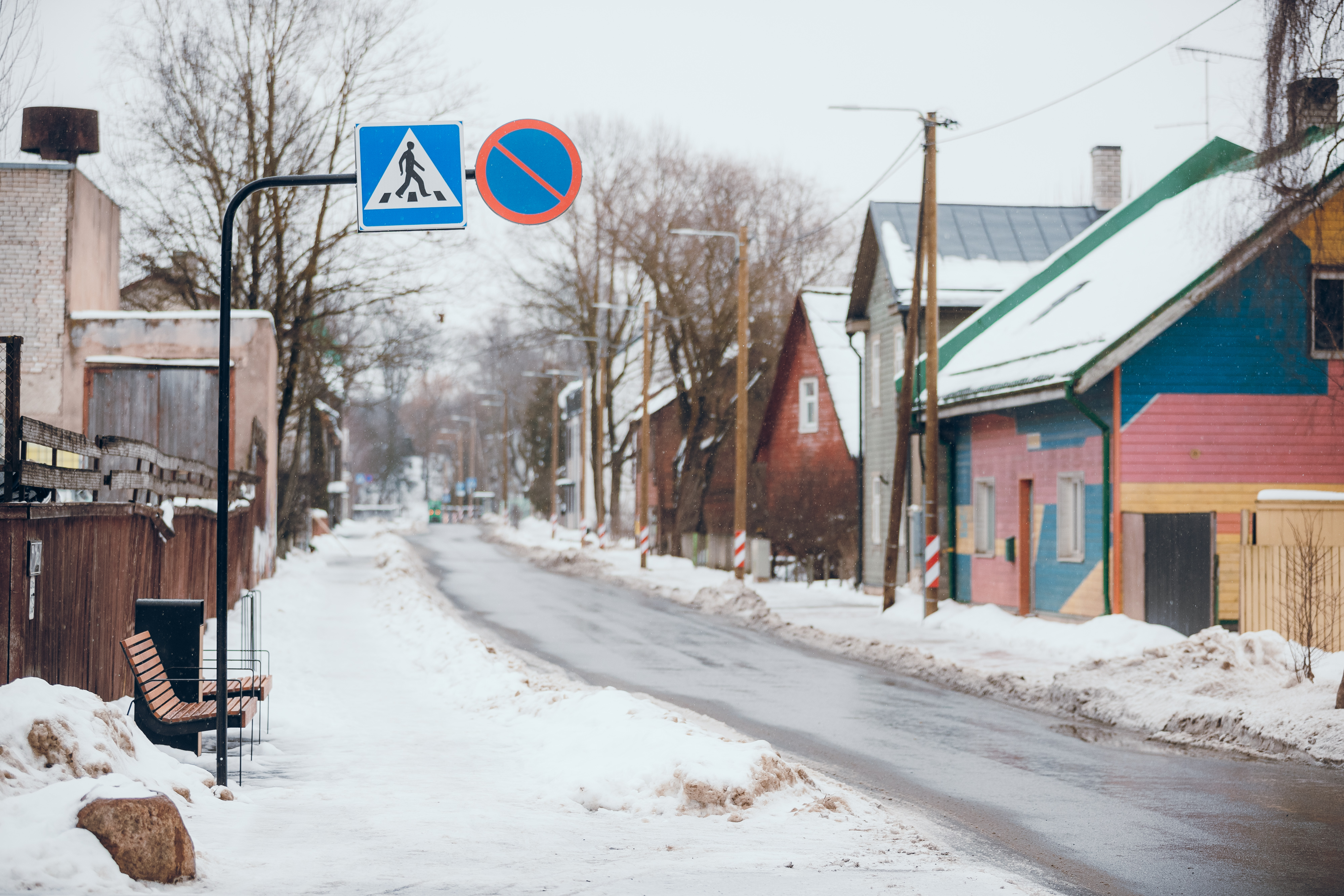 Talvine Oa tänav Tartu Supilinnas