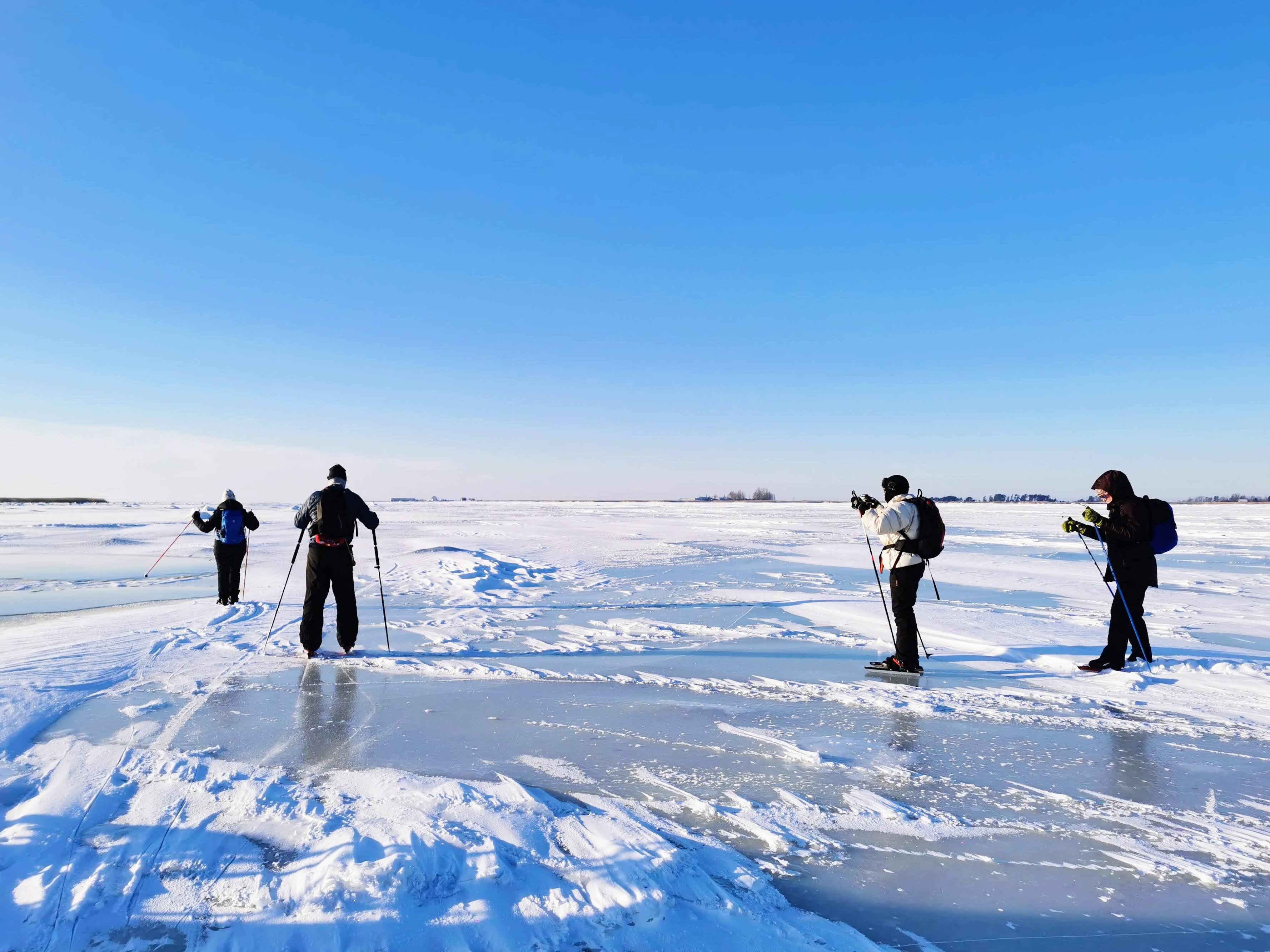 Exploring nature in Estonia, on the sea ice of Pärnu Bay